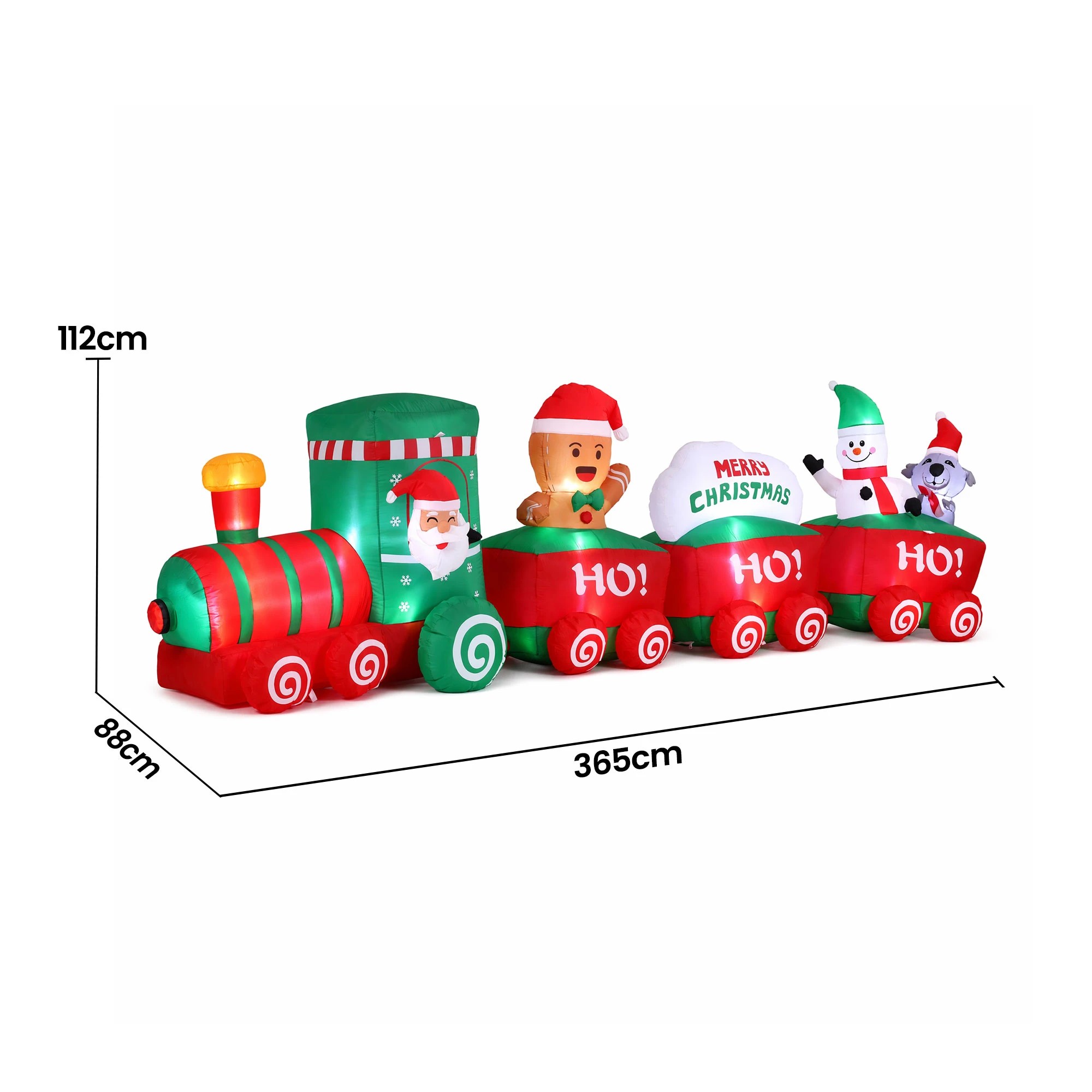 3 Jingle Jollys Christmas Inflatable Santa Train 3.6M Length LED Decorations Illuminated - Multi, 3 of 9