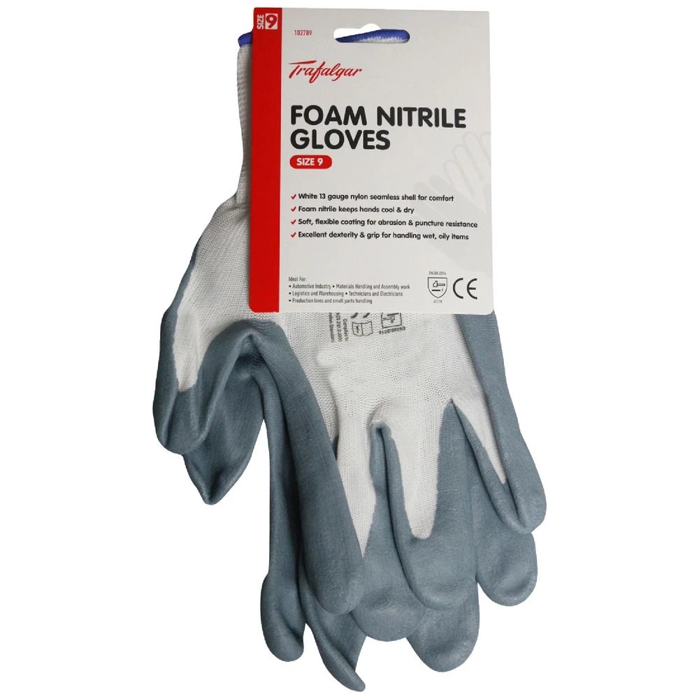 1 Trafalgar Foam Nitrile Gloves Size 9, 1 of 2