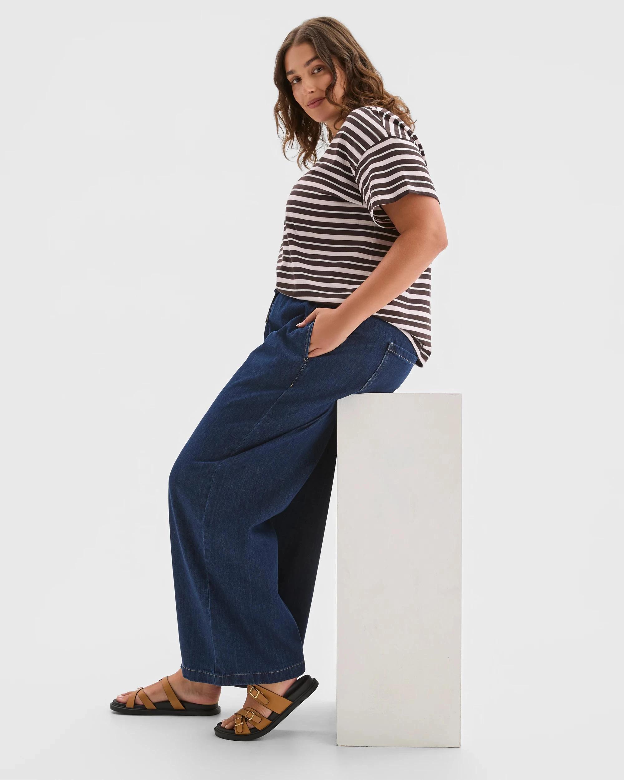 6 Target Curve Plus Size Denim Elastic Waist Wide Leg Jeans SAPPHIRE, 6 of 6