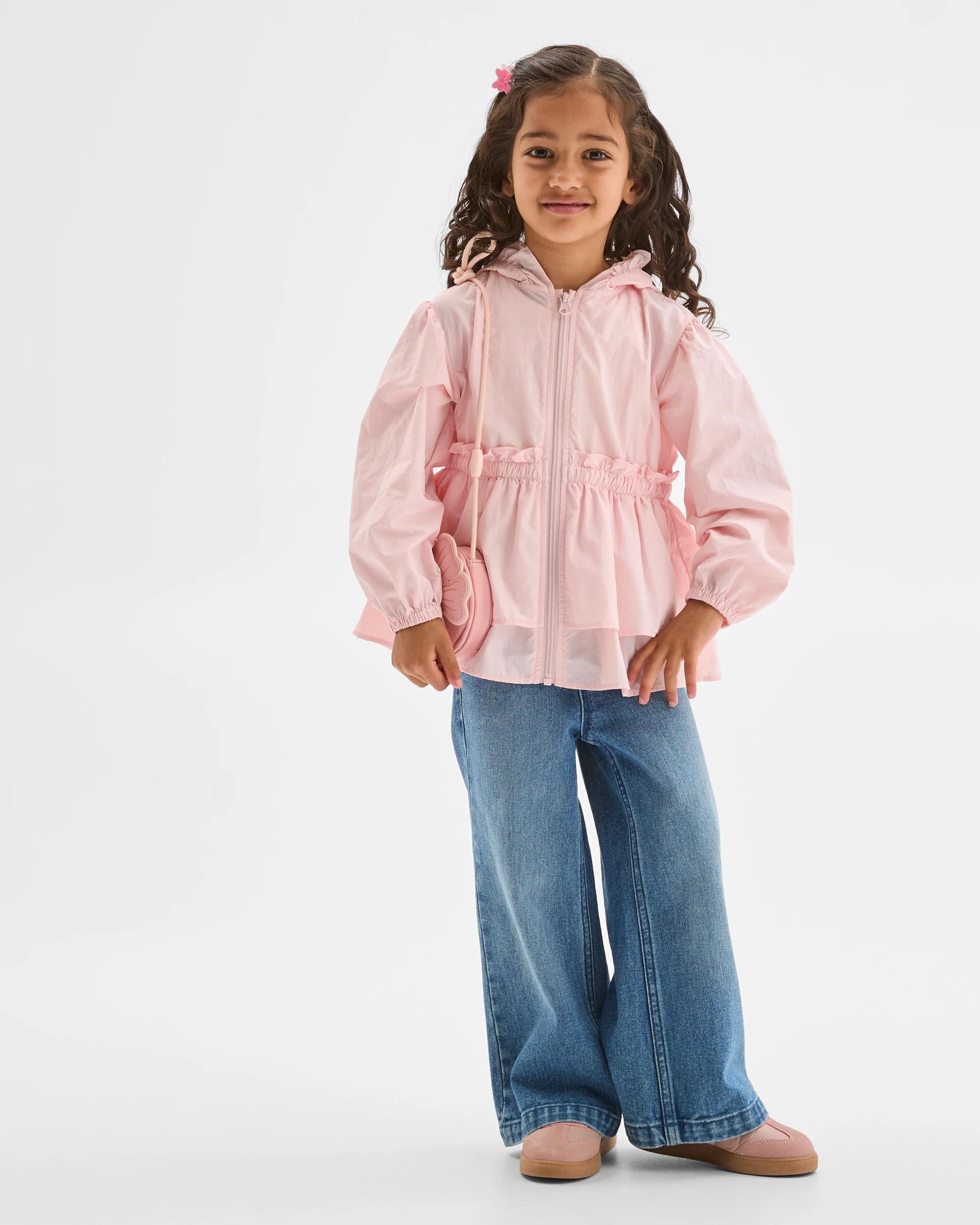 1 Target Kids Water Repellent Long Sleeve Frill Jacket PINK SOLID, 1 of 7