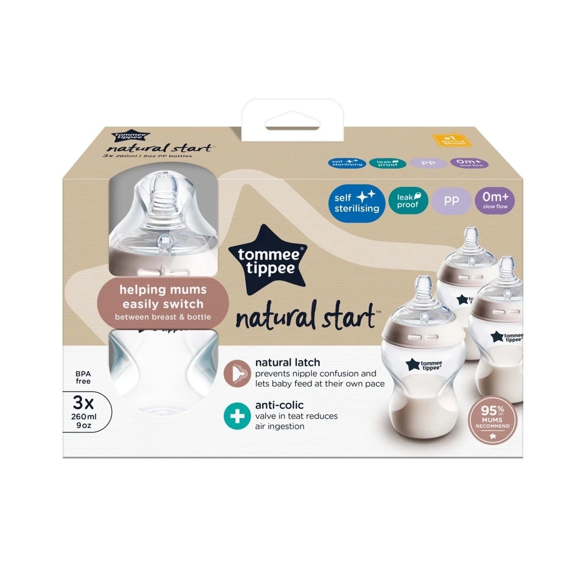 1 3 Pack Tommee Tippee Natural Start Baby Bottles, 1 of 8