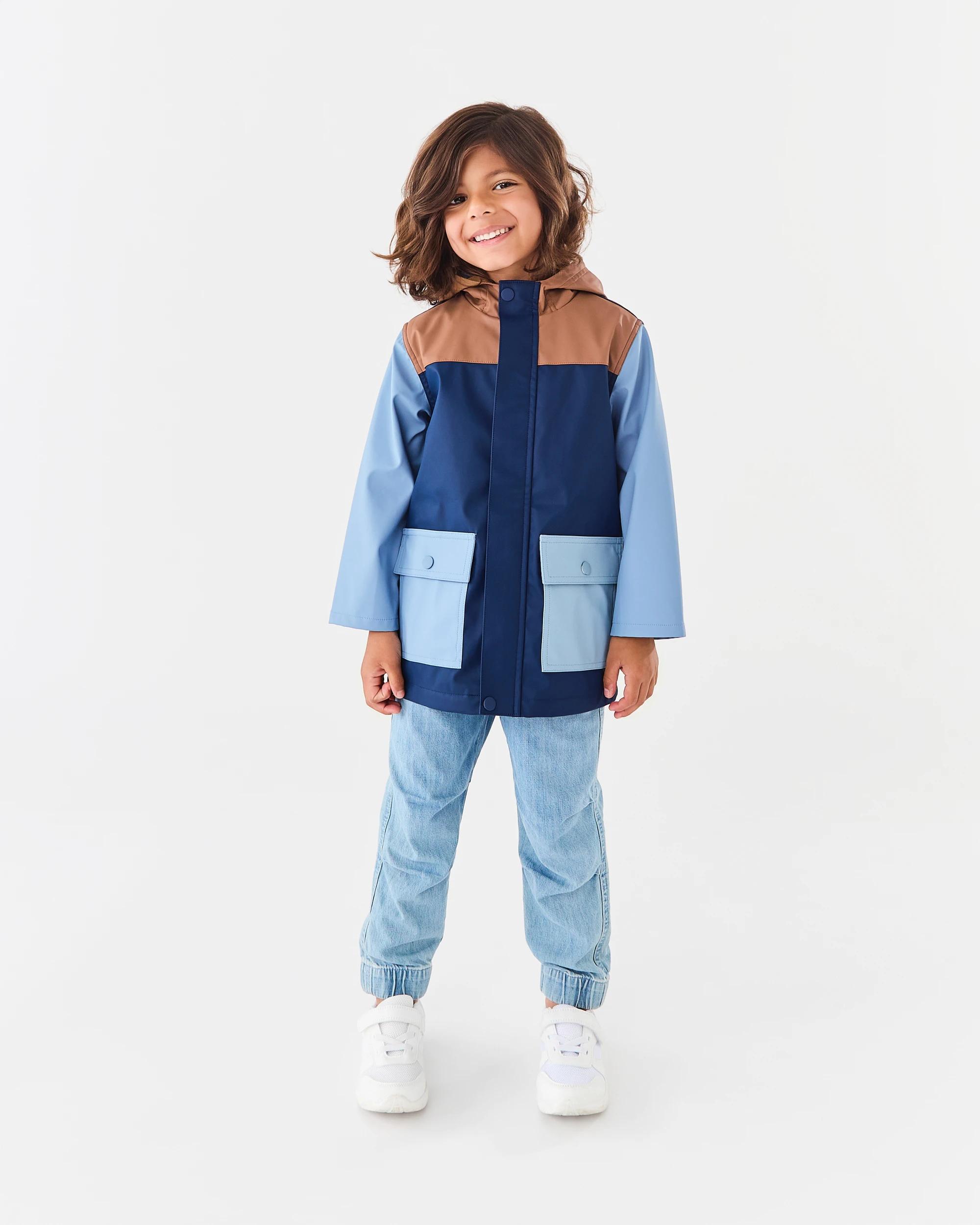 7 Colour Block Rain Jacket Dress Navy, 7 of 7
