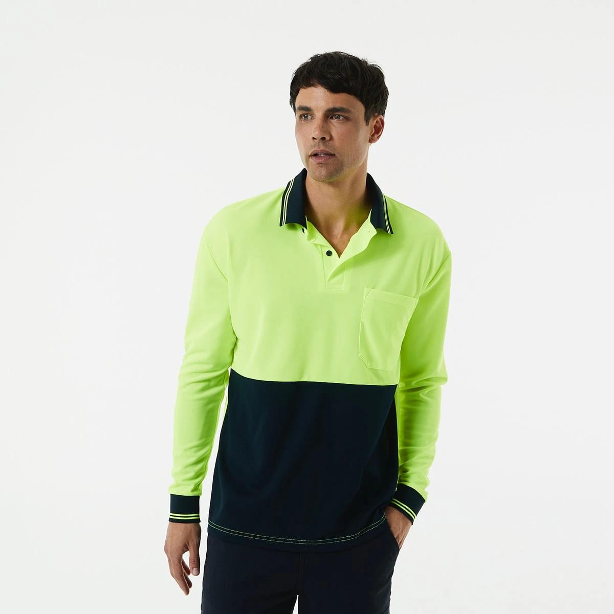 3 Hi-Visibility Long Sleeve Polo Shirt Yellow, 3 of 10