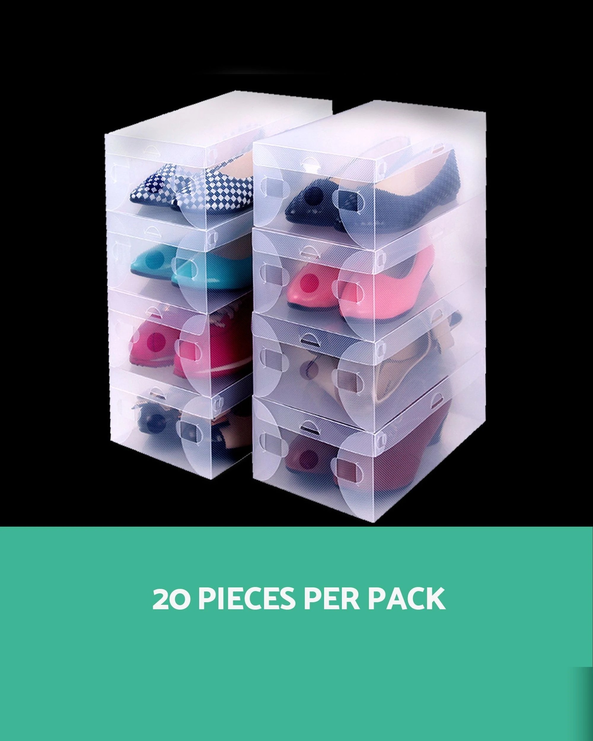 3 Artiss 20x Shoe Box Storage Clear Case Foldable Stackable
 - White, 3 of 8