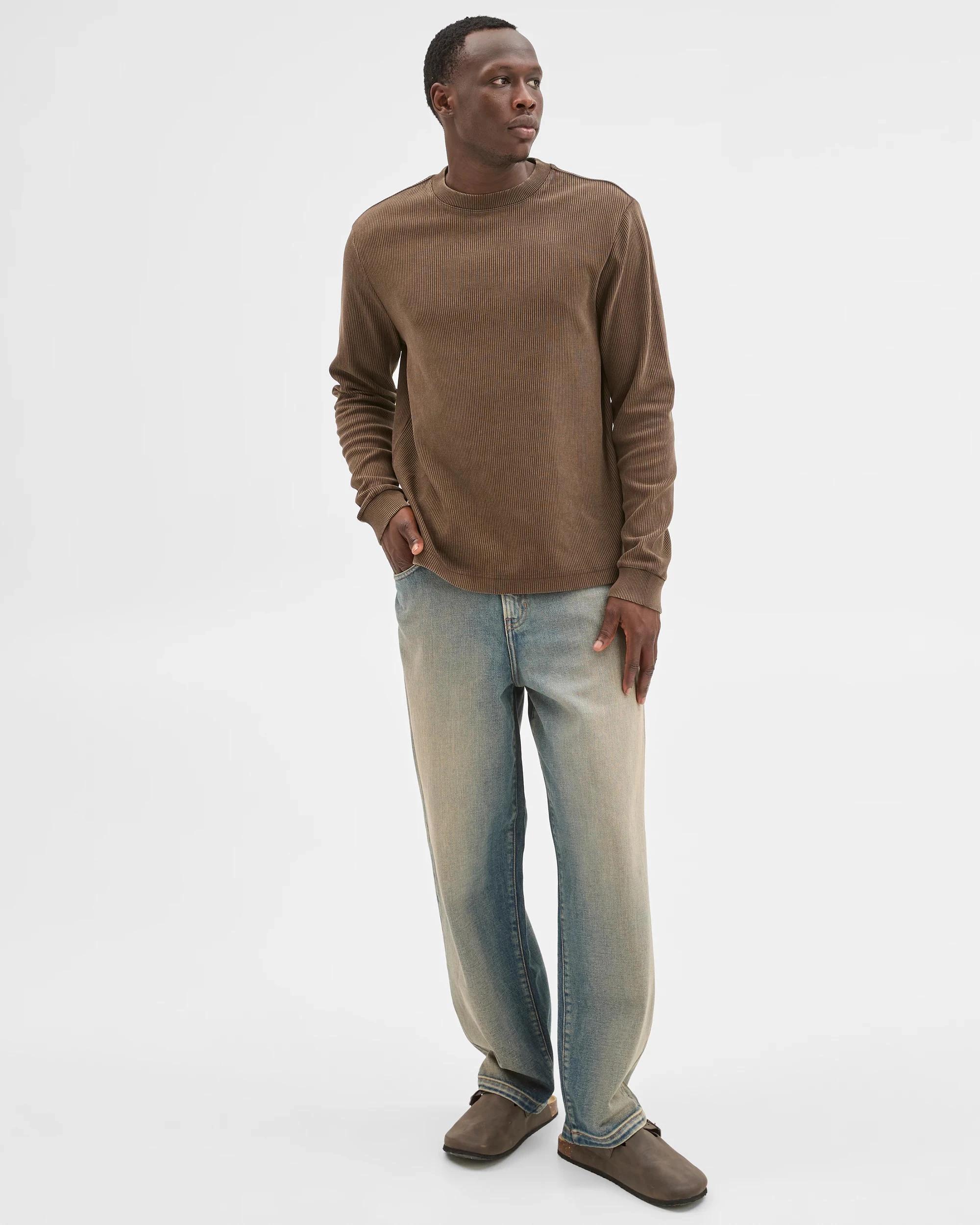 2 Commons Australian Cotton Relaxed Heavyweight Textured T-Shirt ACID BROWN, 2 of 6