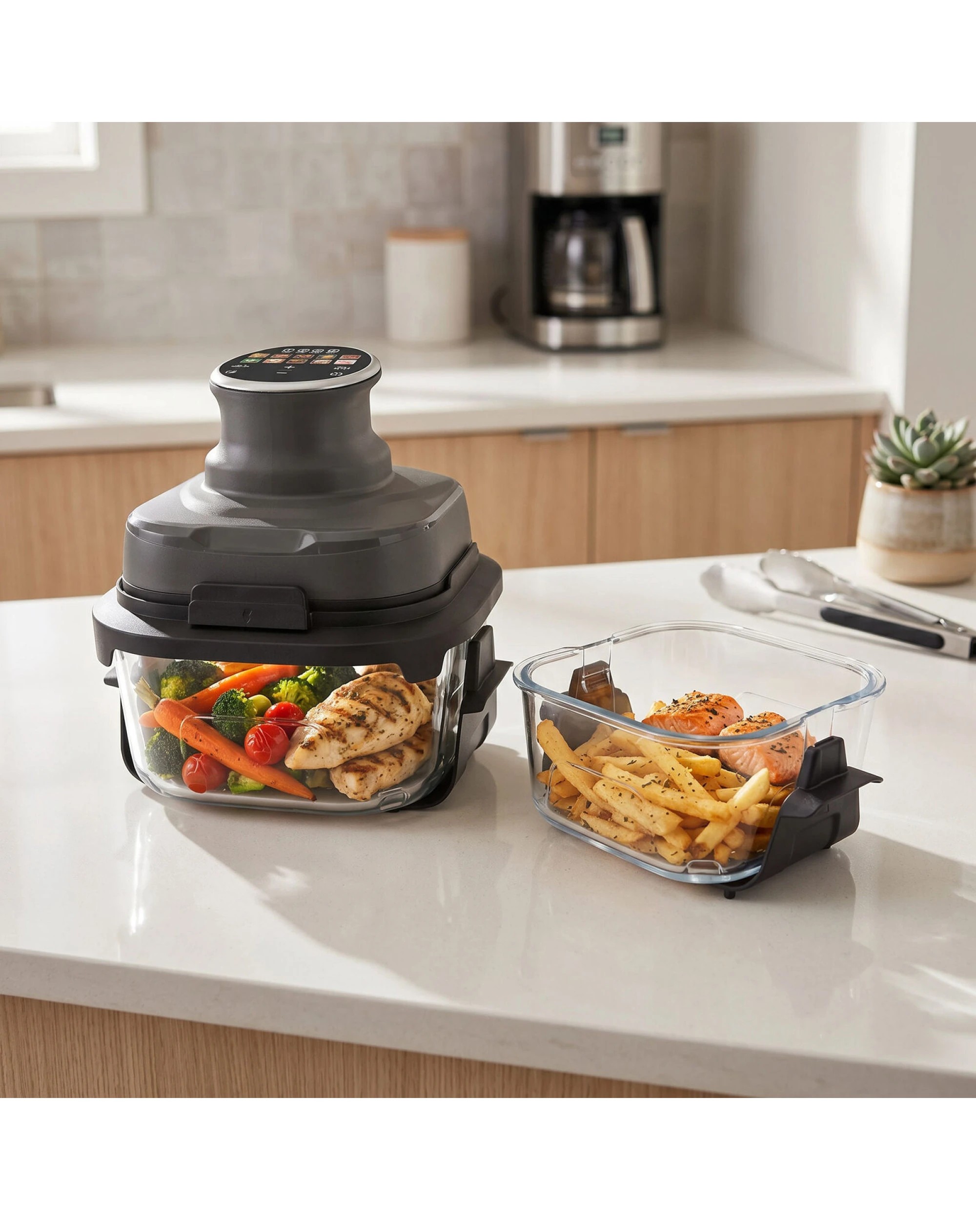 2 Healthy Choice 1500W Dual Basket Portable Air Fryer 6.5L plus 3L with Full-Colour Touch Screen Display, 2 of 6