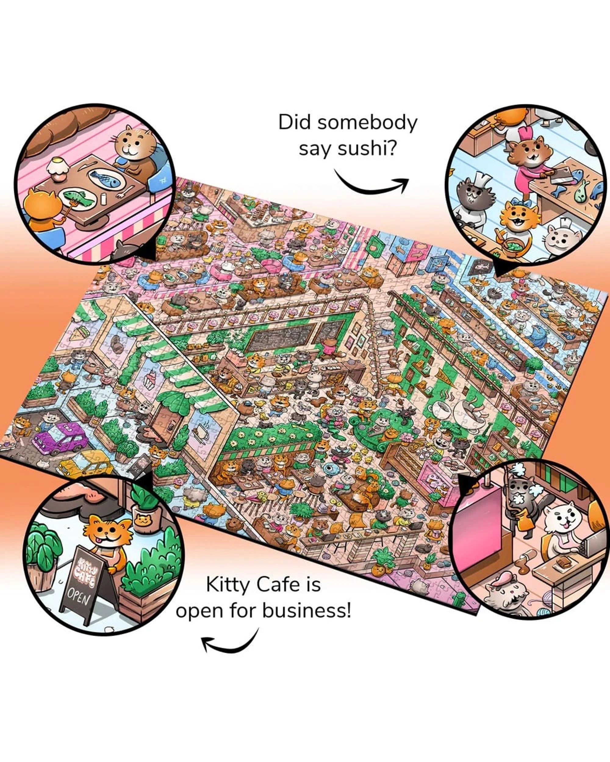 3 Vizzles Kitty Cafe 1000 Piece Jigsaw Puzzle, 3 of 5