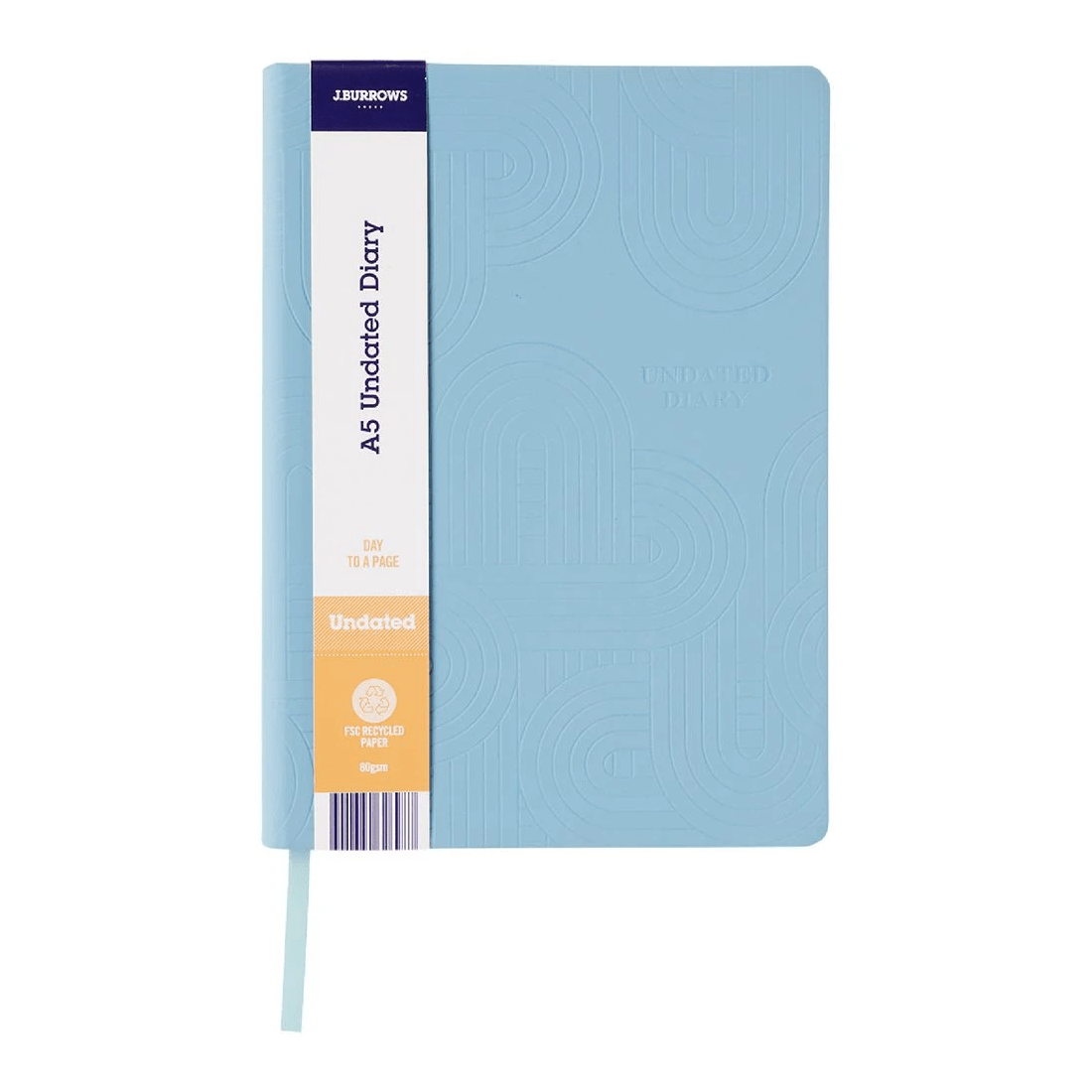 2 J.Burrows A5 Day to Page Undated Embossed Diary Blue, 2 of 8