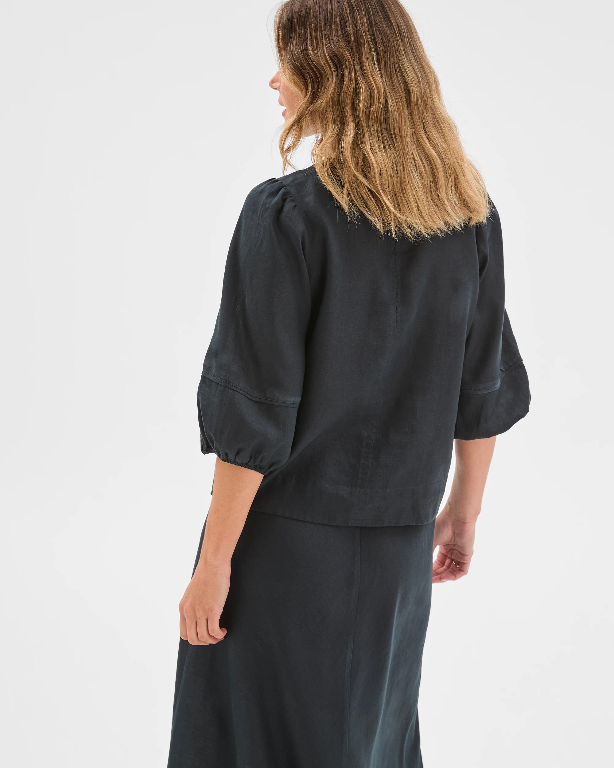 6 Target Woman European Linen Femme Popover Blouse BLACK, 6 of 6