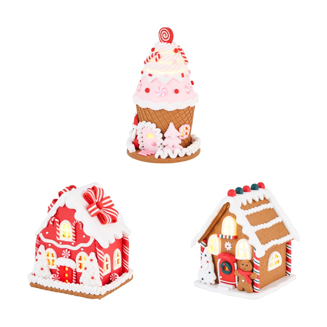 1 Battery Operated LED Light Up Hand Crafted House - Assorted, 1 of 7