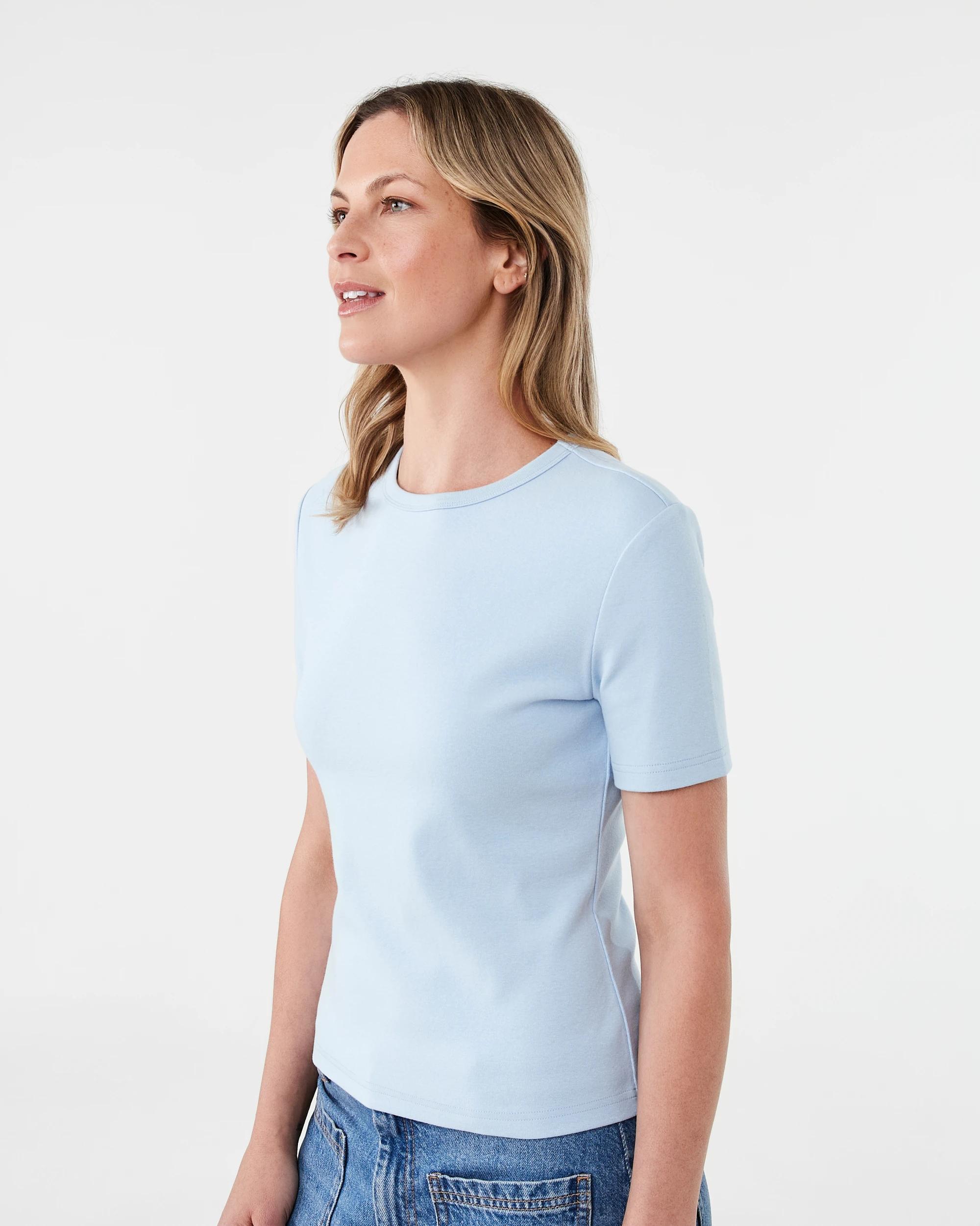 2 Short Sleeve Rib Crew Neck T-shirt Chmbr Blue, 2 of 5