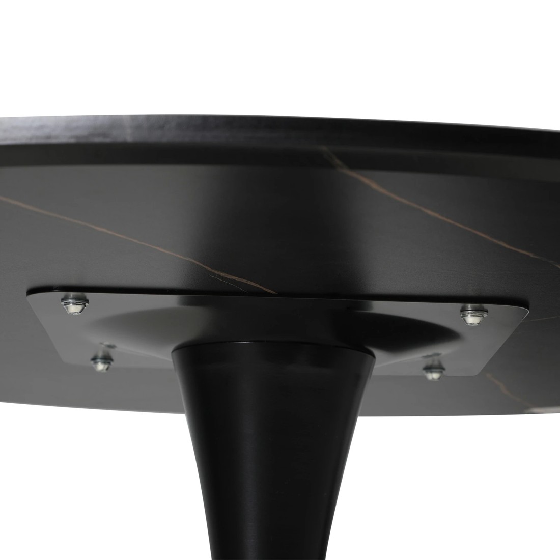 7 Oikiture 90cm Dining Table Kitchen Swivel Marble Tulip Round Metal Leg
 - Black, 7 of 9