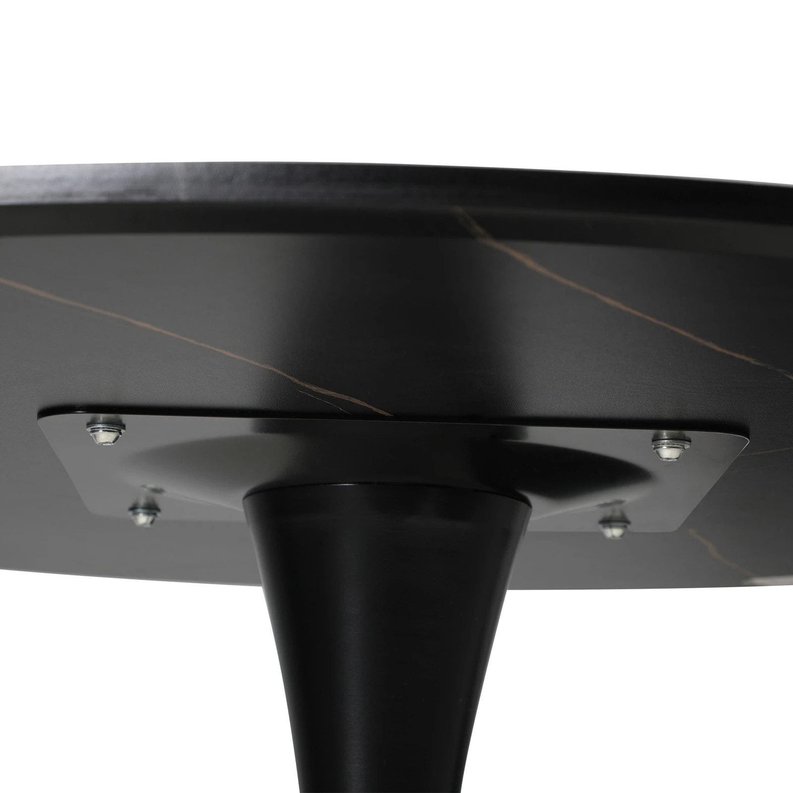 7 Oikiture 90cm Dining Table Kitchen Swivel Marble Tulip Round Metal Leg
 - Black, 7 of 9