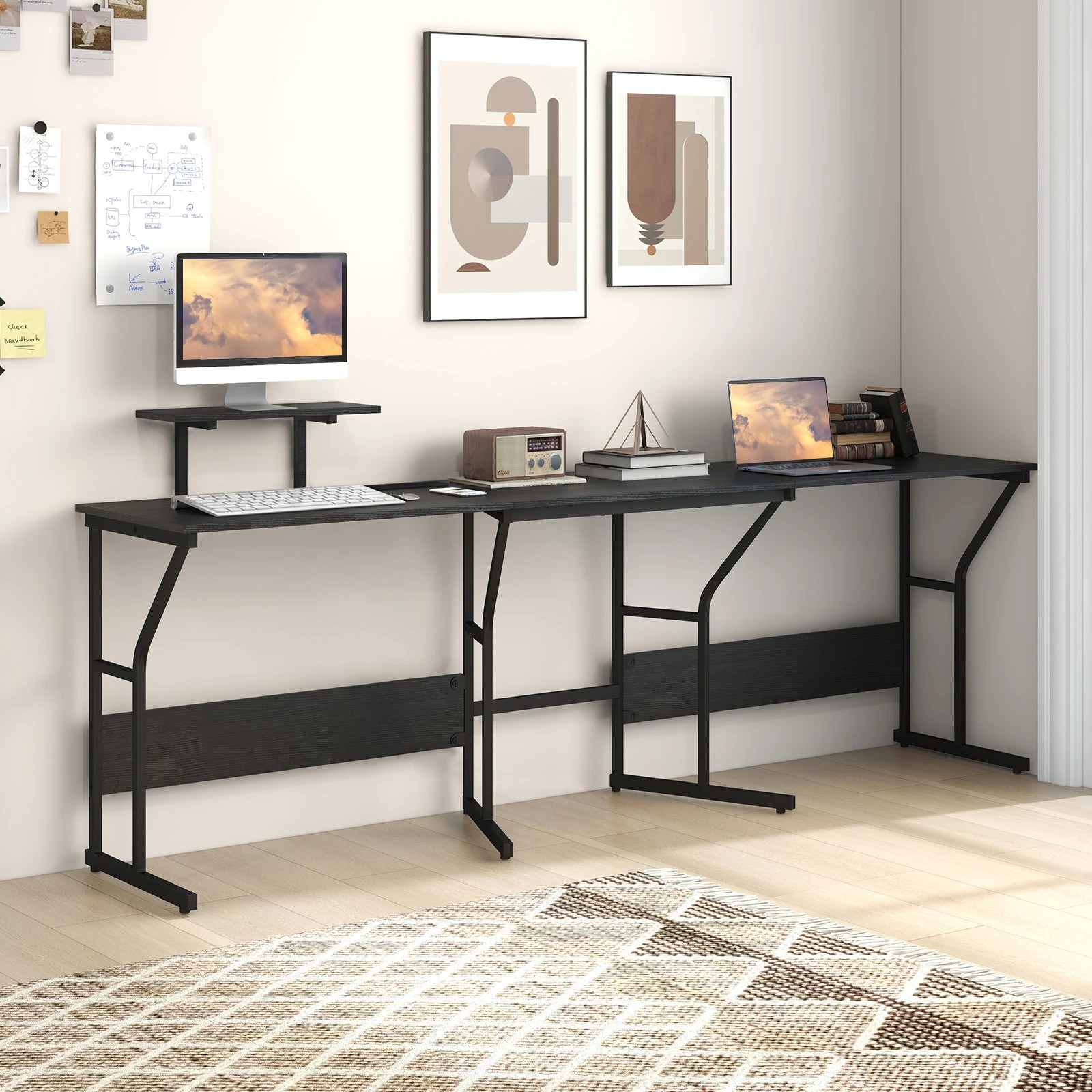 3 Costway Corner Computer Desk Table L-Shape Study Table w/Power Outlet, 3 of 4