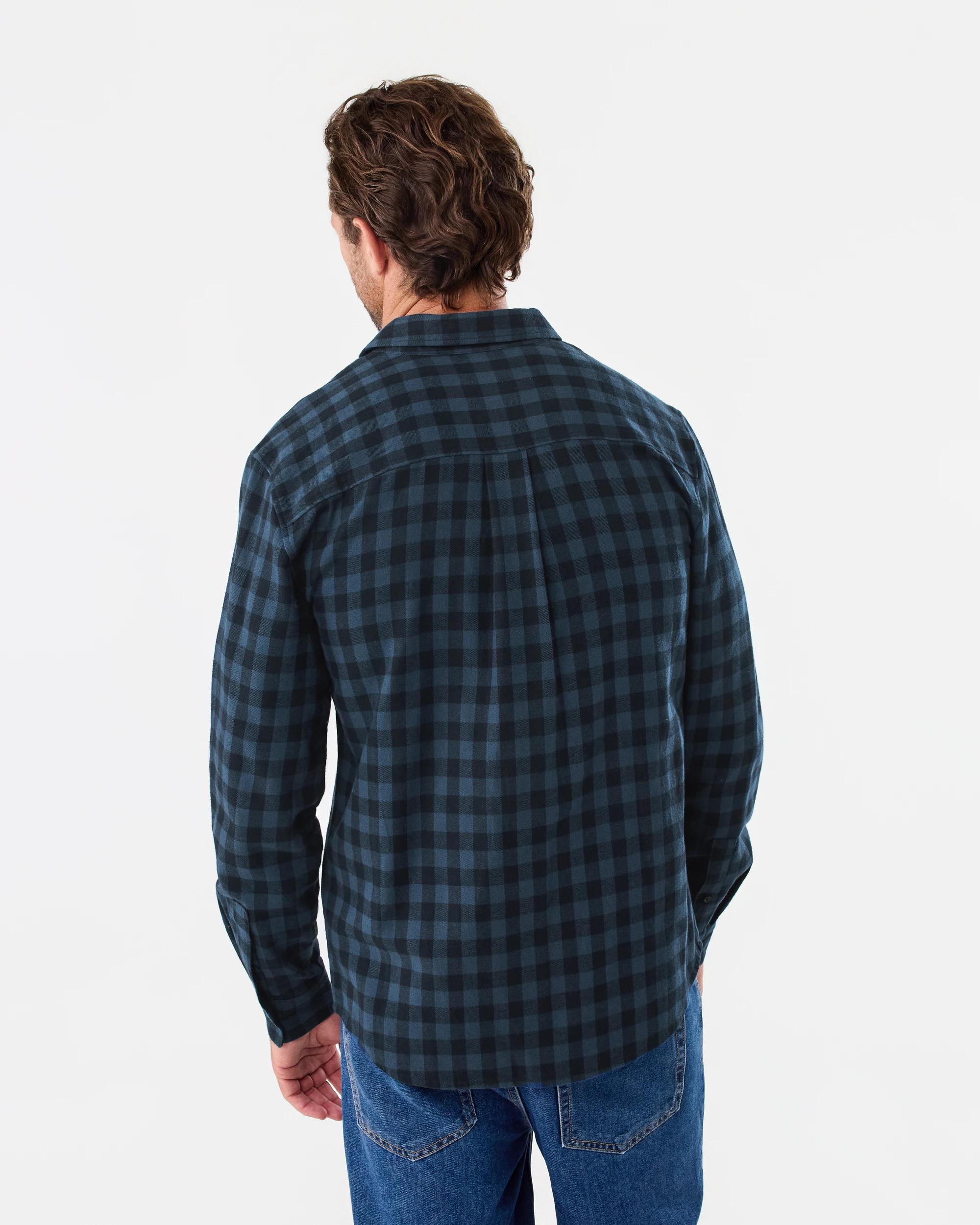 3 Long Sleeve Brushed Shirt Blu Check, 3 of 6