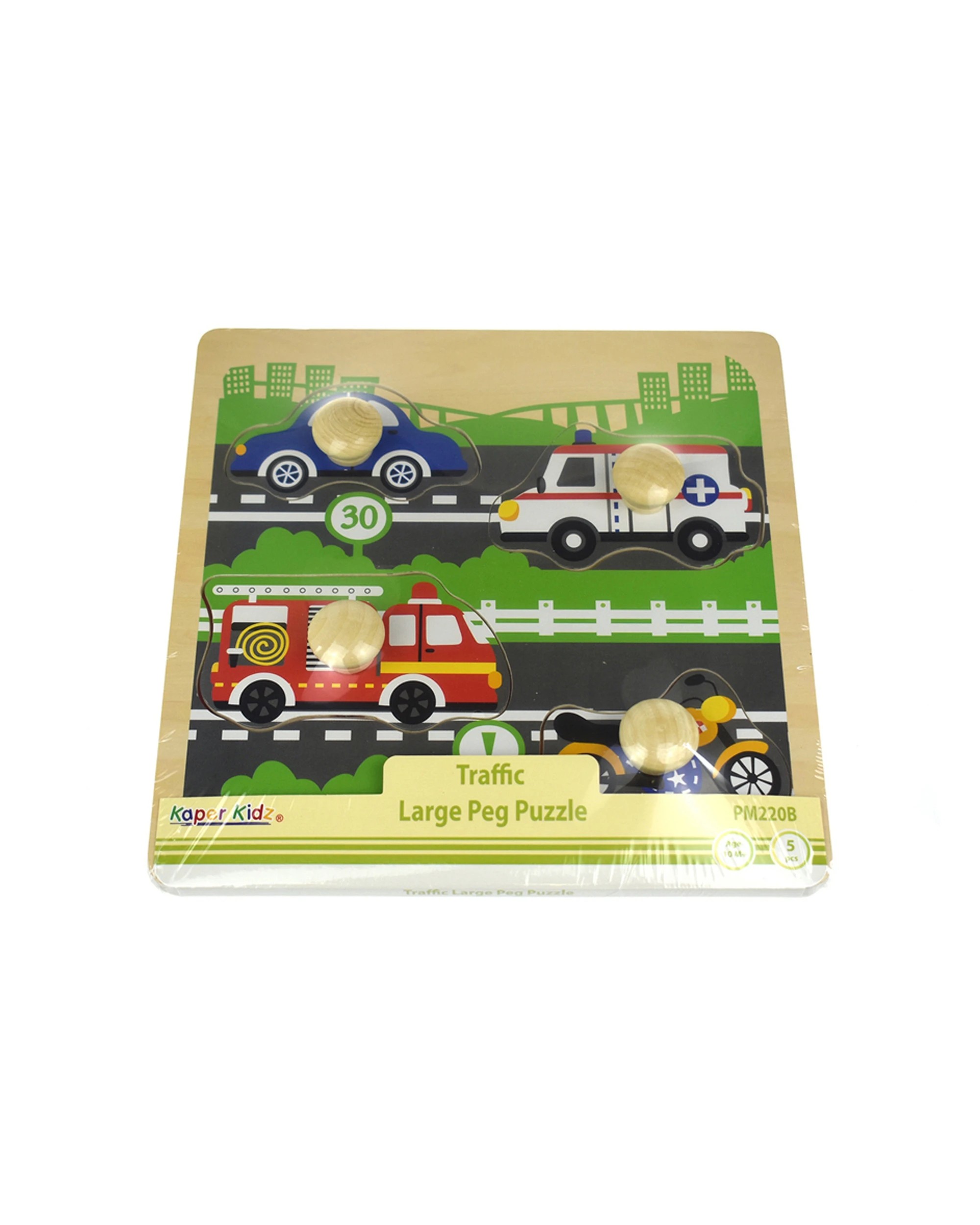 4 Kaper Kidz Traffic Large Peg Kids Wooden Puzzle Set - Multi, 4 of 5