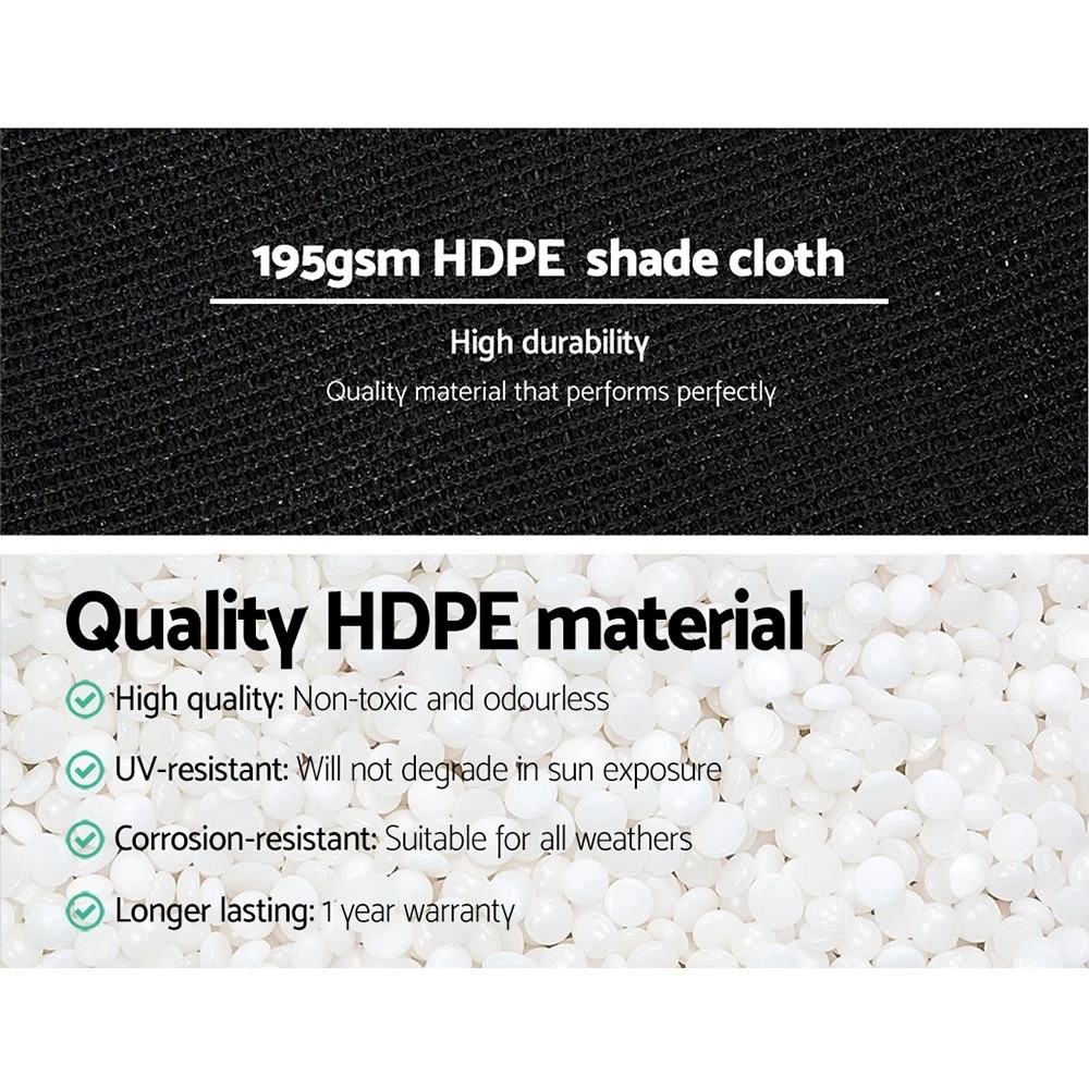 4 Instahut 90% Shade Cloth 1.83x10m Shadecloth Sail Heavy Duty - Black, 4 of 6