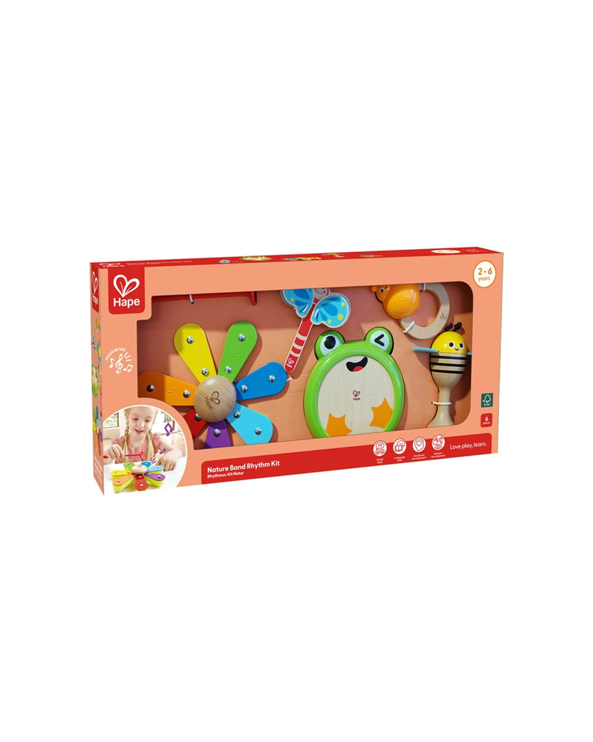 2 Hape Nature Band Rhythm Kit Percussion Instruments Set Kids - Multi, 2 of 3