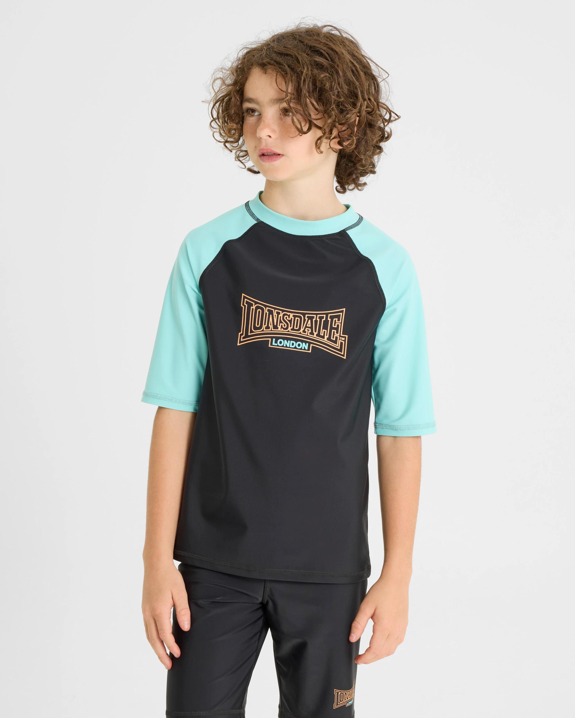 1 Lonsdale London Short Sleeve Cove Rash Vest BLACK, 1 of 5