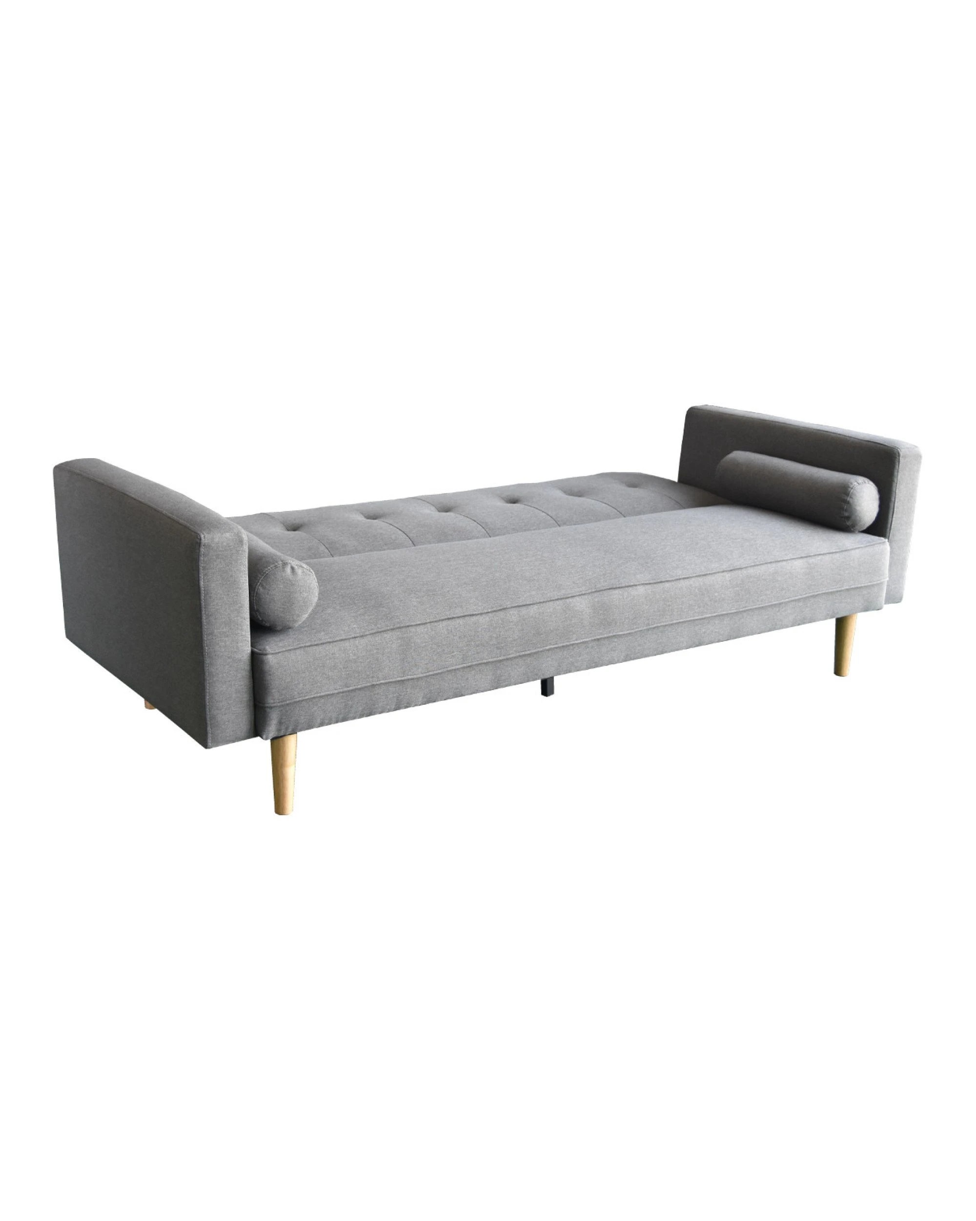 2 Sarantino 3 Seater Linen Sofa Bed Couch with Pillows - Grey, 2 of 9