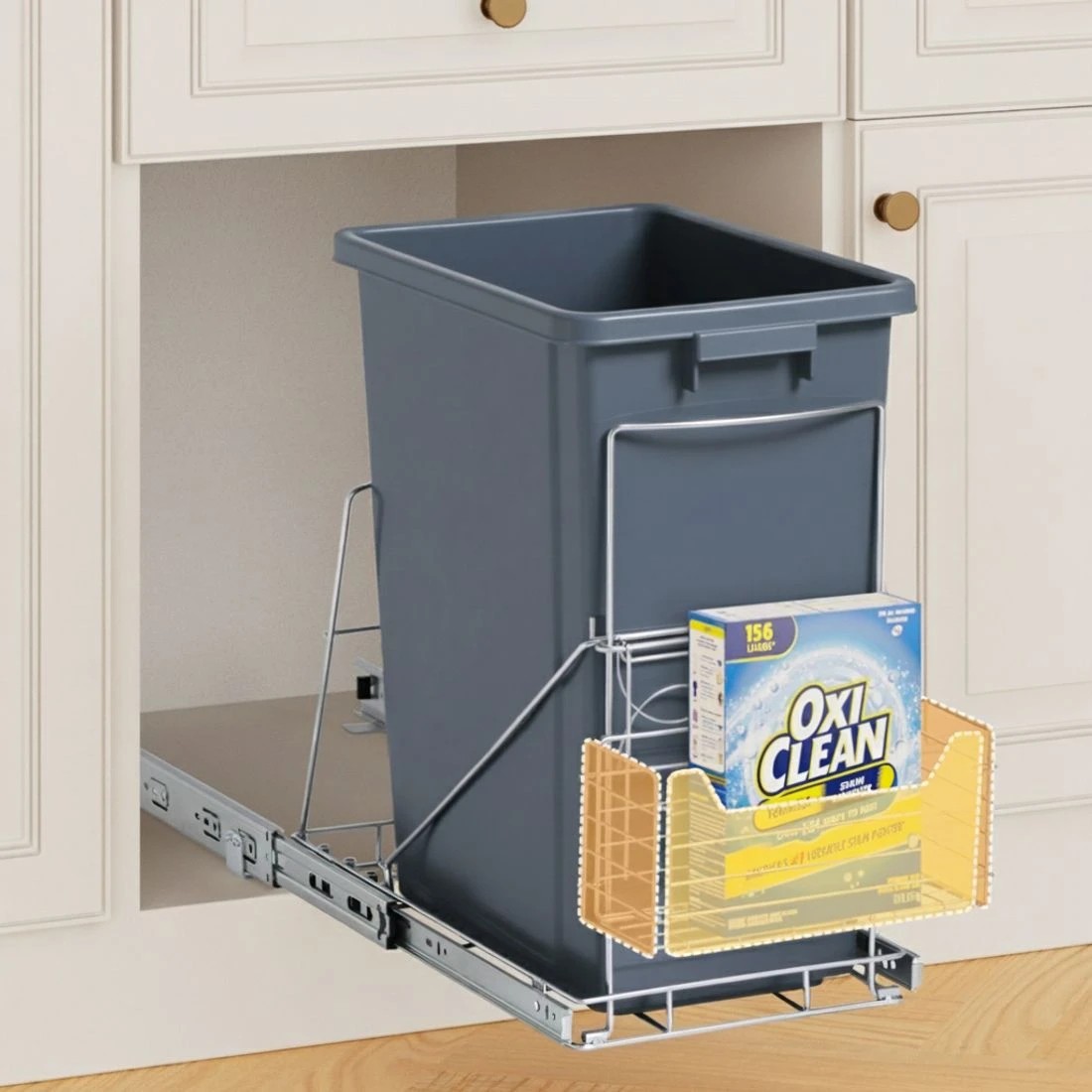 3 Cefito Pull Out Bin Kitchen Cabinet Slide Garbage Rubbish Bins Basket 40L - Grey, 3 of 4