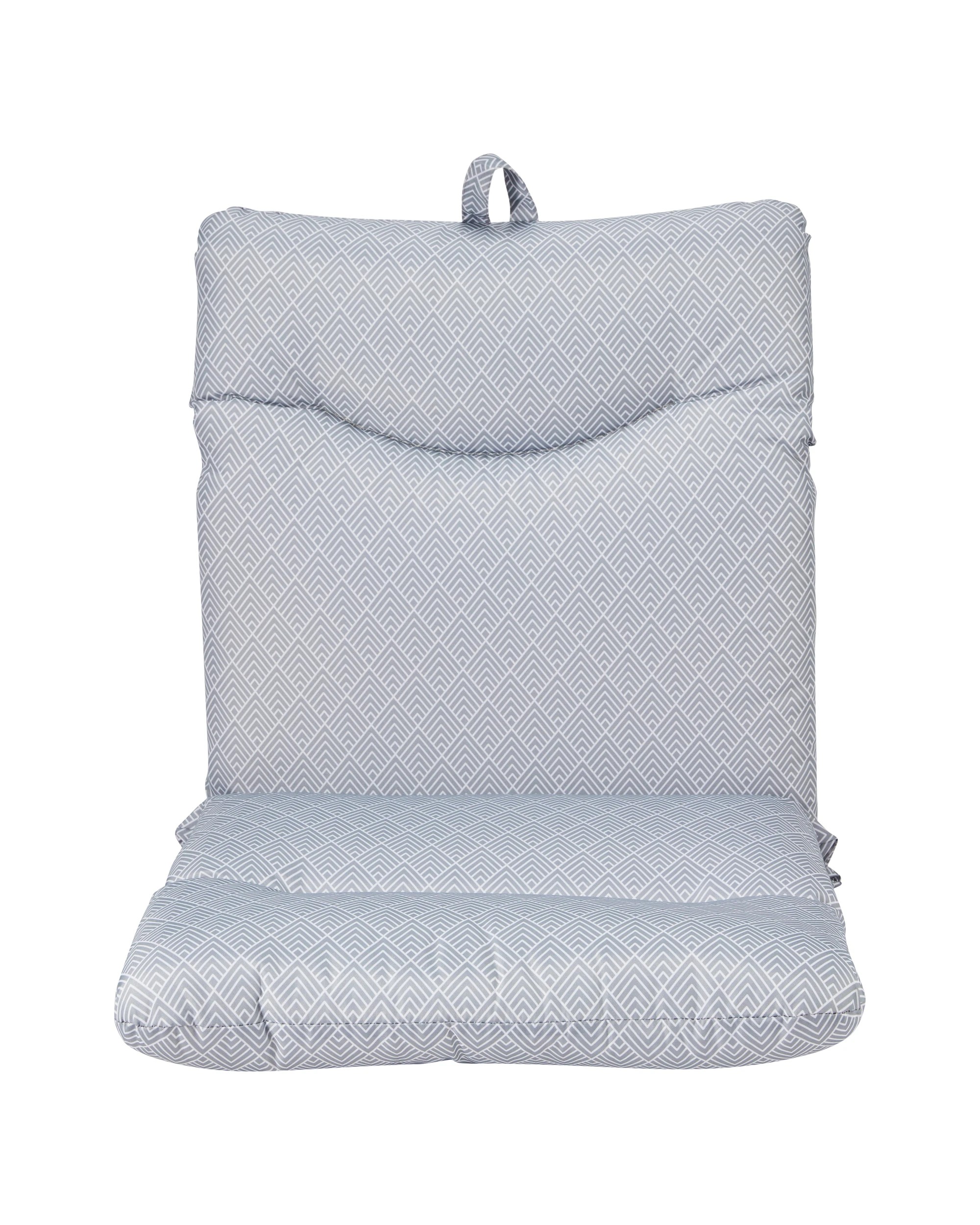 2 Highback Geometric Outdoor Cushion - Grey, 2 of 8