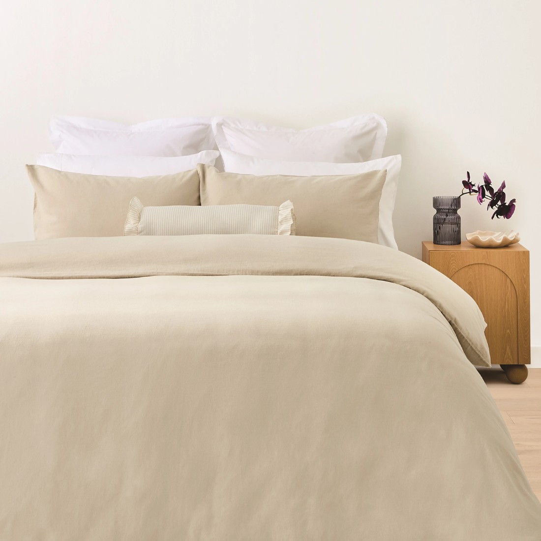 1 Kayden Linen Cotton Quilt Cover Set - King Bed, Natural, 1 of 3