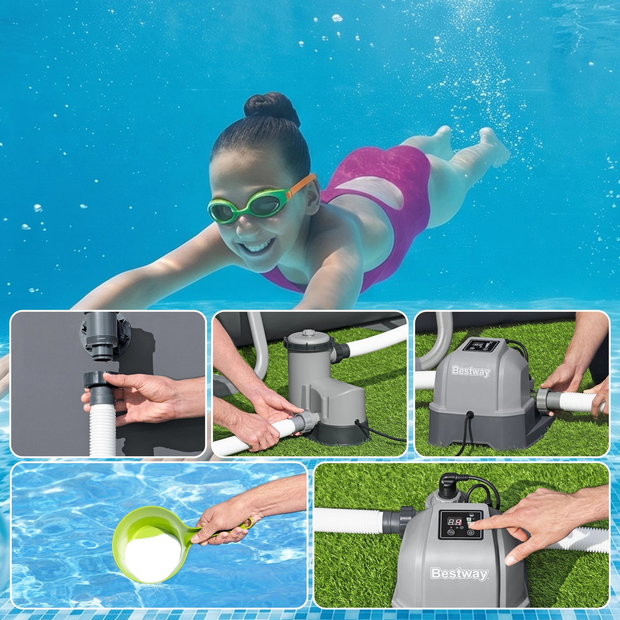 6 Bestway Hydrogenic 6g/h Saltwater Chlorinator System Pool Chlorine Generator - Grey, 6 of 8