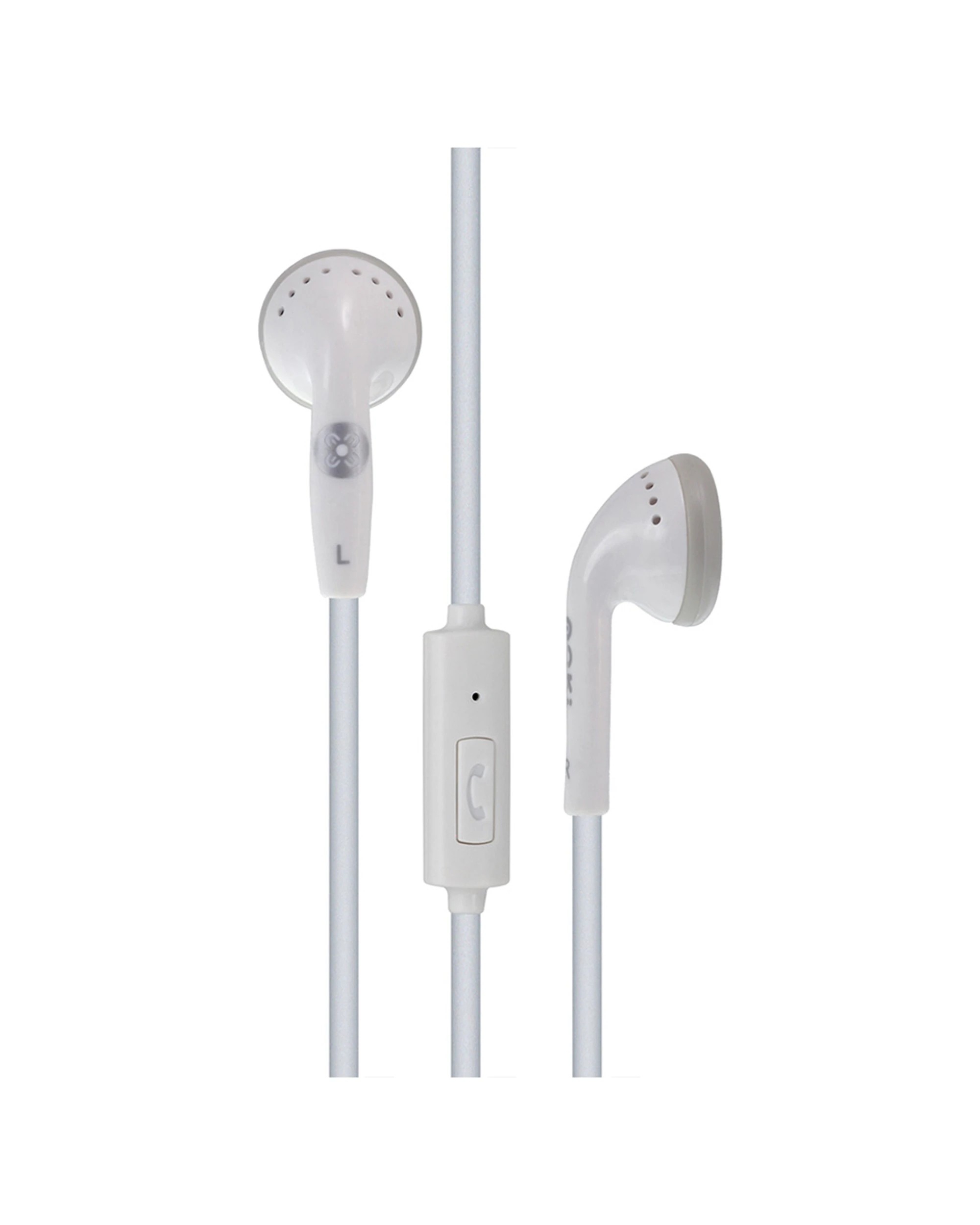 1 Moki Stereo In-Ear Earphones 3.5mm Jack Headset With In-Line Mic - White, 1 of 2