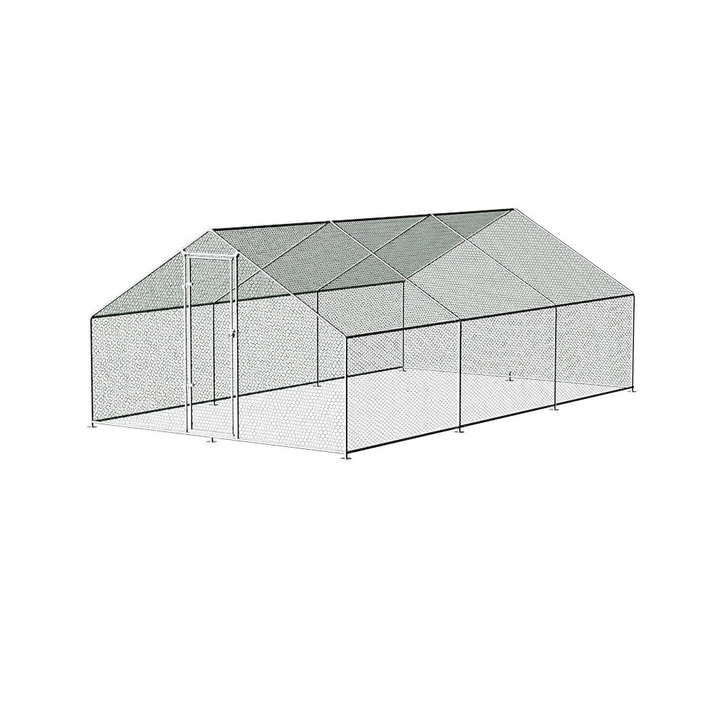 1 i.Pet Chicken Coop Cage 3x6x2m Galvanised Steel w/Oxford Canopy - Silver, 1 of 7