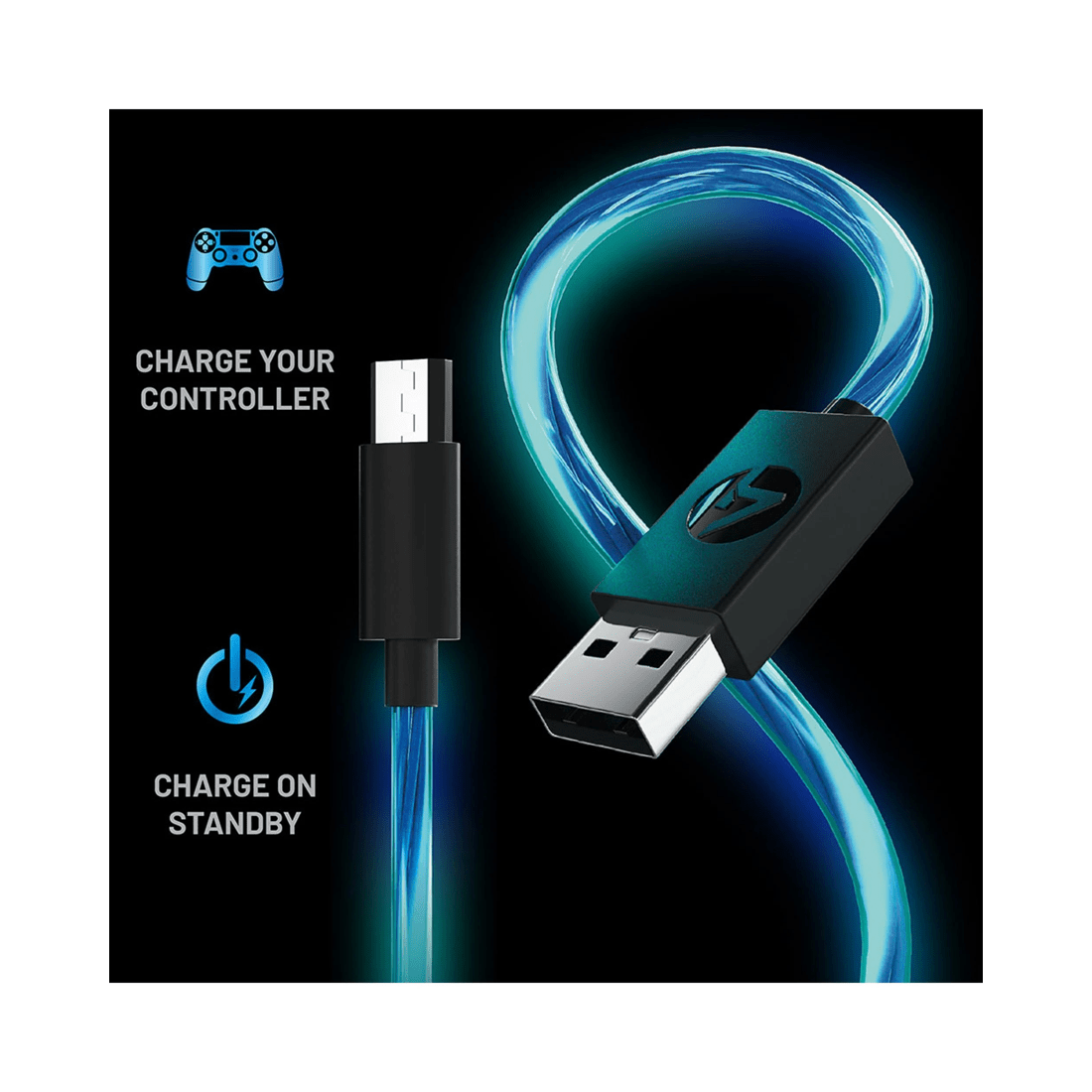 4 4Gamers PS4 Light Up Superfast 2m Play and Charge Cables Twin Pack - Micro-USB, 4 of 6