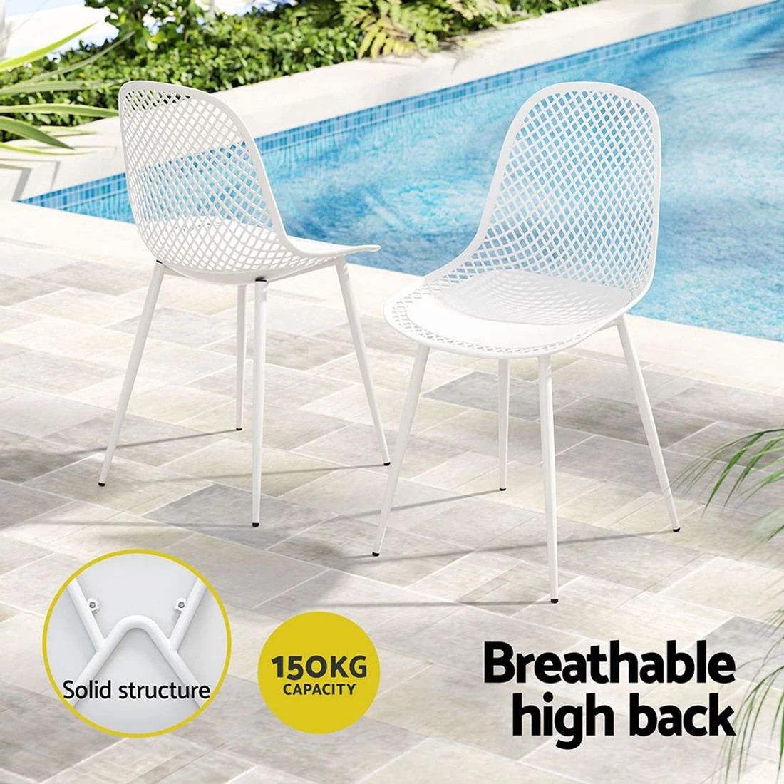 5 Gardeon 4PC Outdoor Dining Chairs PP Lounge Chair Patio Garden Furniture
 - white, 5 of 5