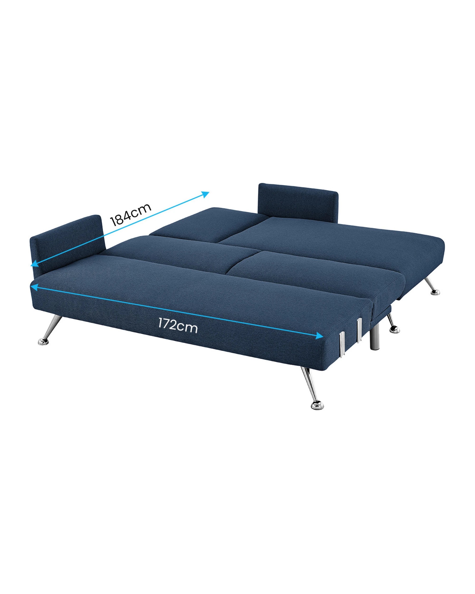 3 Mia 3-seater Sofa Bed With Chaise And 3 Pillows By Sarantino - Blue, 3 of 7