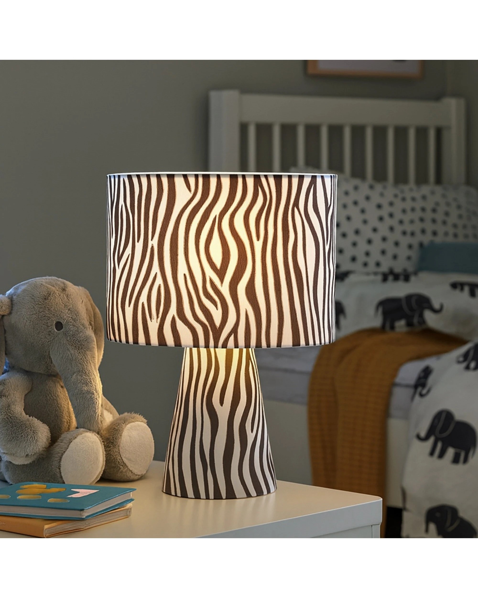Lexi Lighting Momo Table Lamp Zebra Print Fabric Shade 41cm - Pattern ...