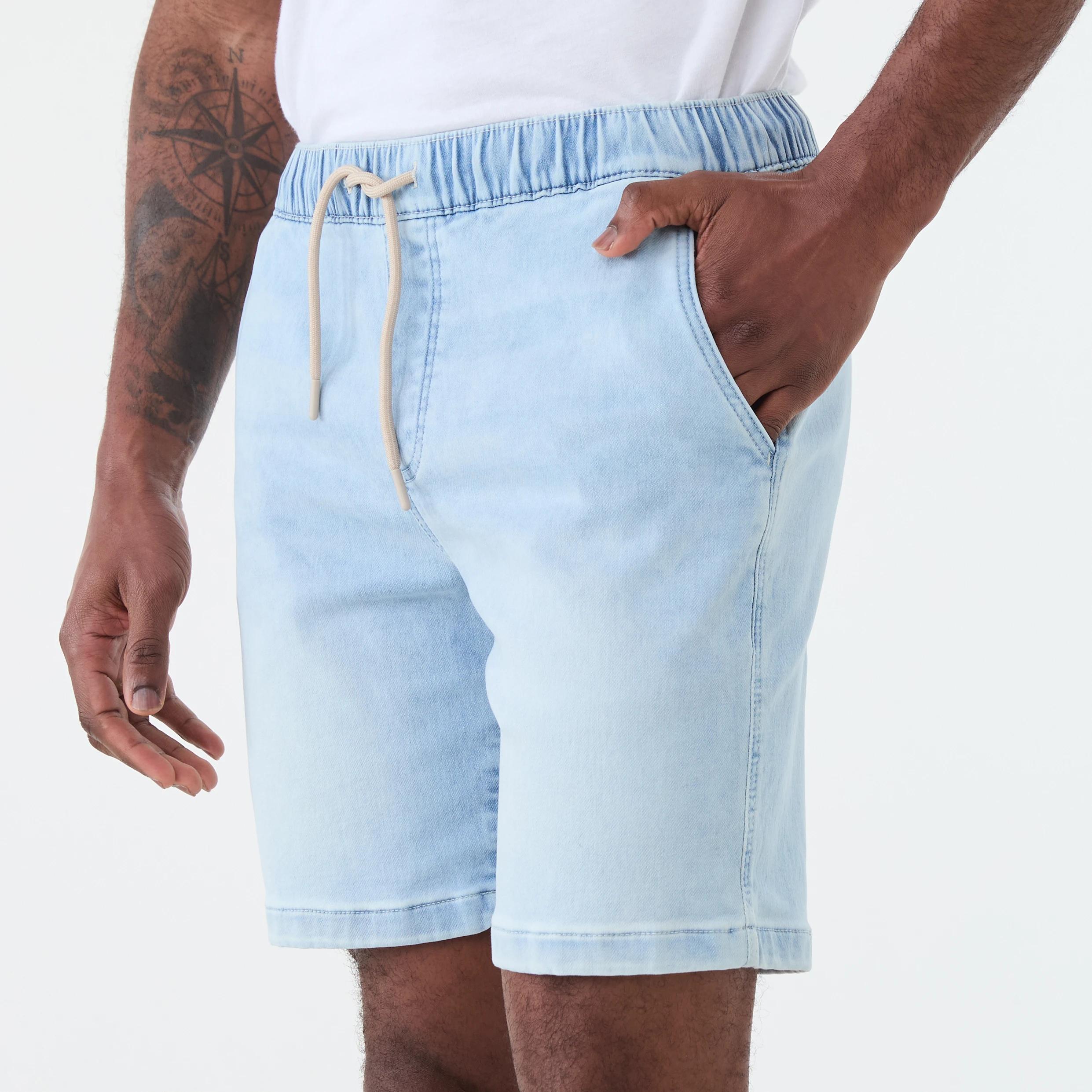 2 Denim Jogger Shorts Bleach Blu, 2 of 6