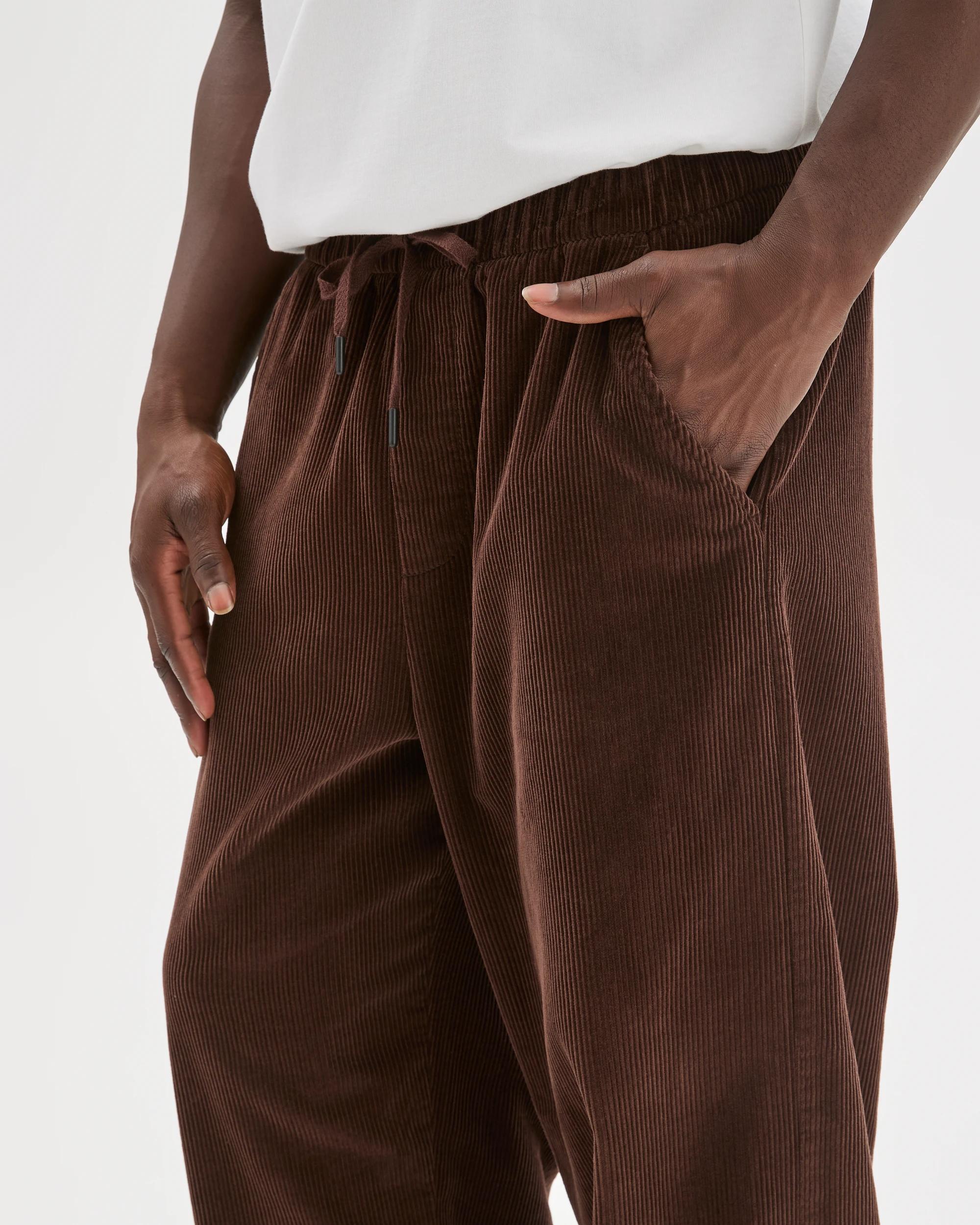 5 Commons Australian Cotton Elastic Waist Loose Fit Corduroy Pants CHOCOLATE BROWN, 5 of 6
