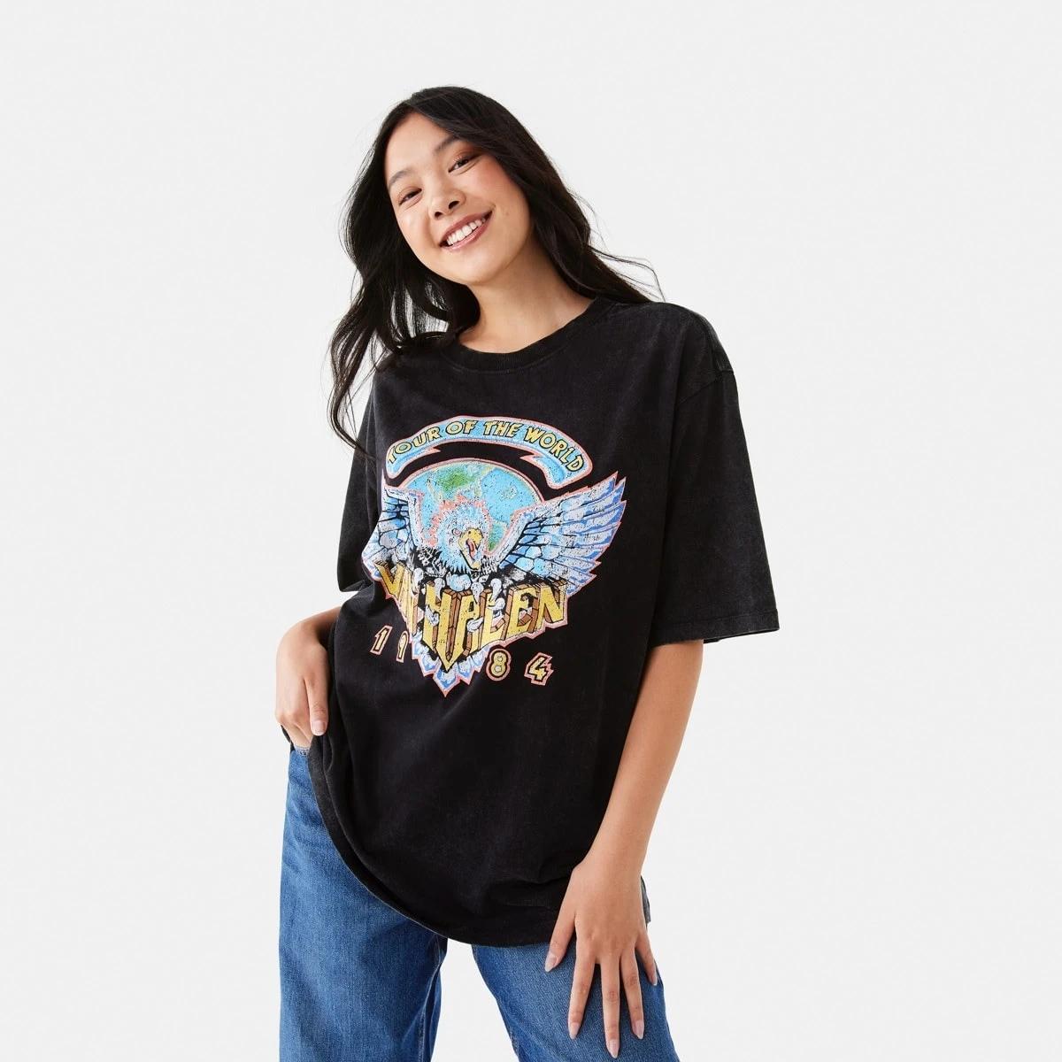 1 Short Sleeve Van Halen License Premium Oversized T-shirt VAN HALEN WASHED BLACK, 1 of 9