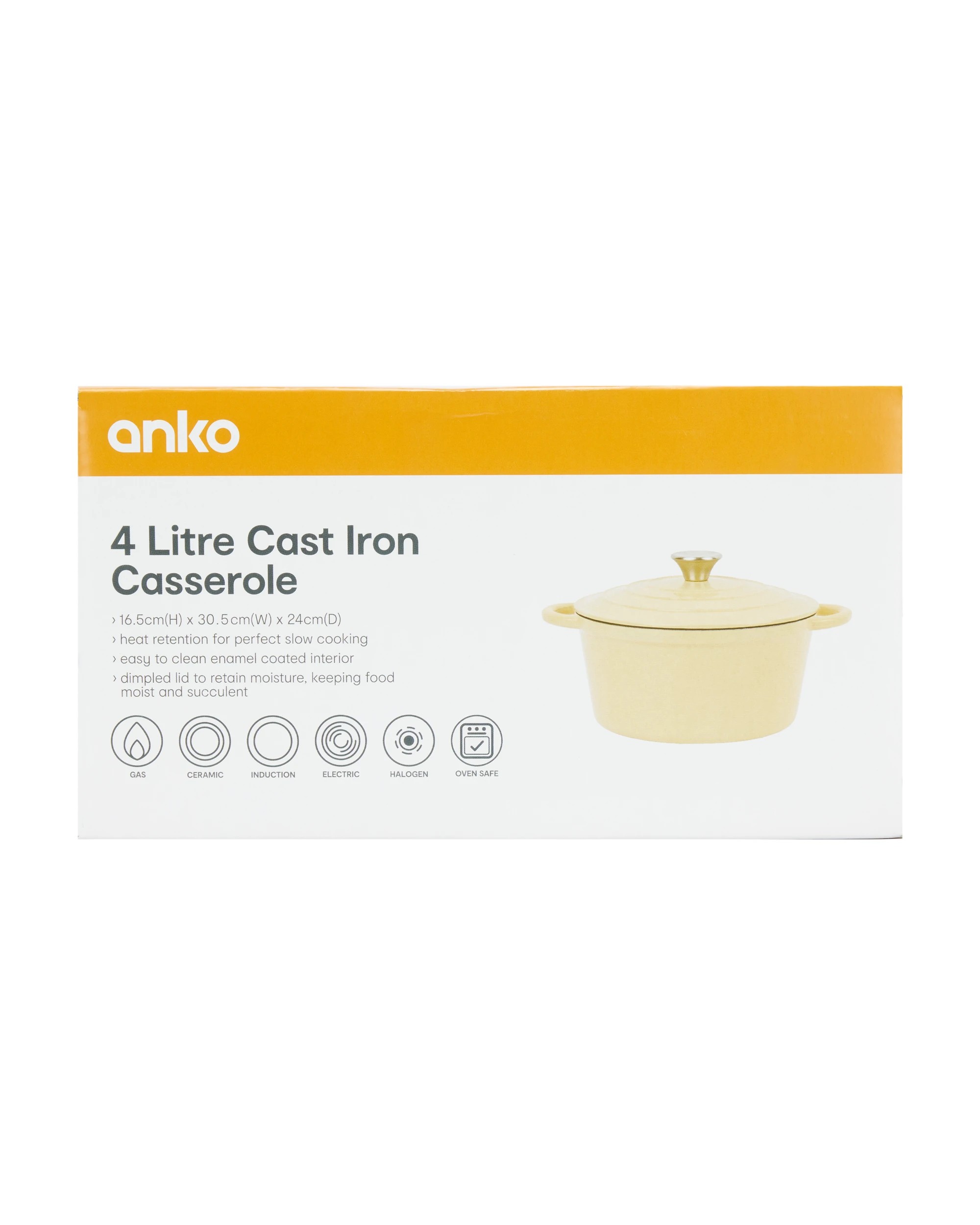 6 4L Cast Iron Casserole - Butter, 6 of 6