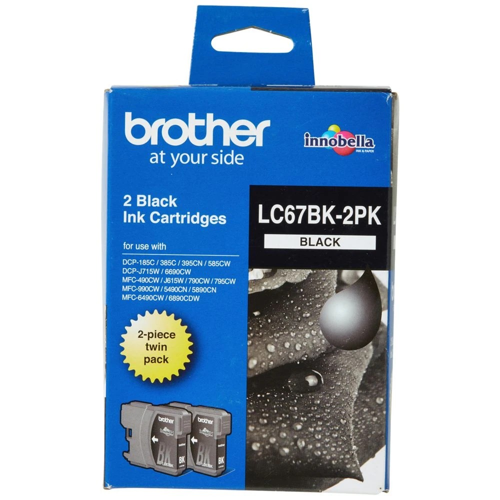 1 Brother LC 67 Ink Cartridges Black Twin Pack, 1 of 2