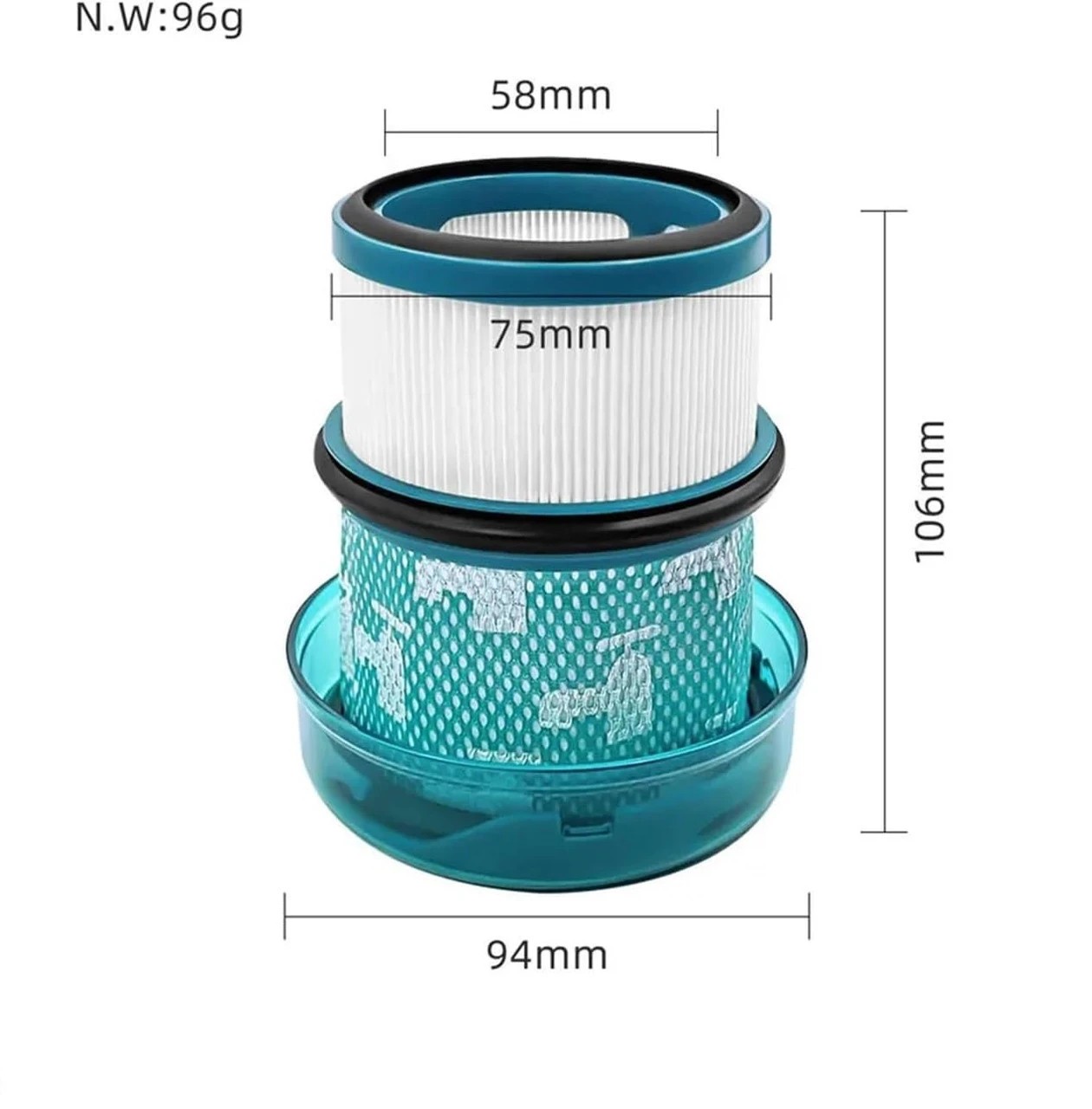 4 Hygieia 4pk HEPA Filters For Dyson V16 Piston Animal SV53 Cordless Vacuum Cleaners - Blue, 4 of 4