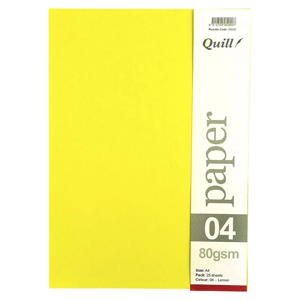 5 Quill A4 80gsm Paper Lemon Yellow 25 Pack, 5 of 6
