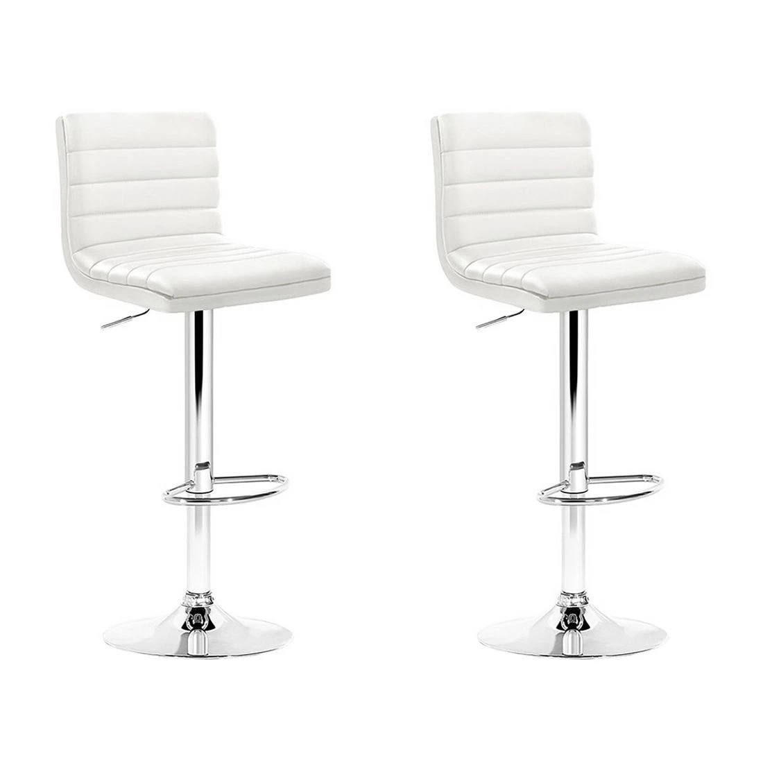1 Artiss 2x Bar Stools Padded Leather Gas Lift - White, 1 of 9