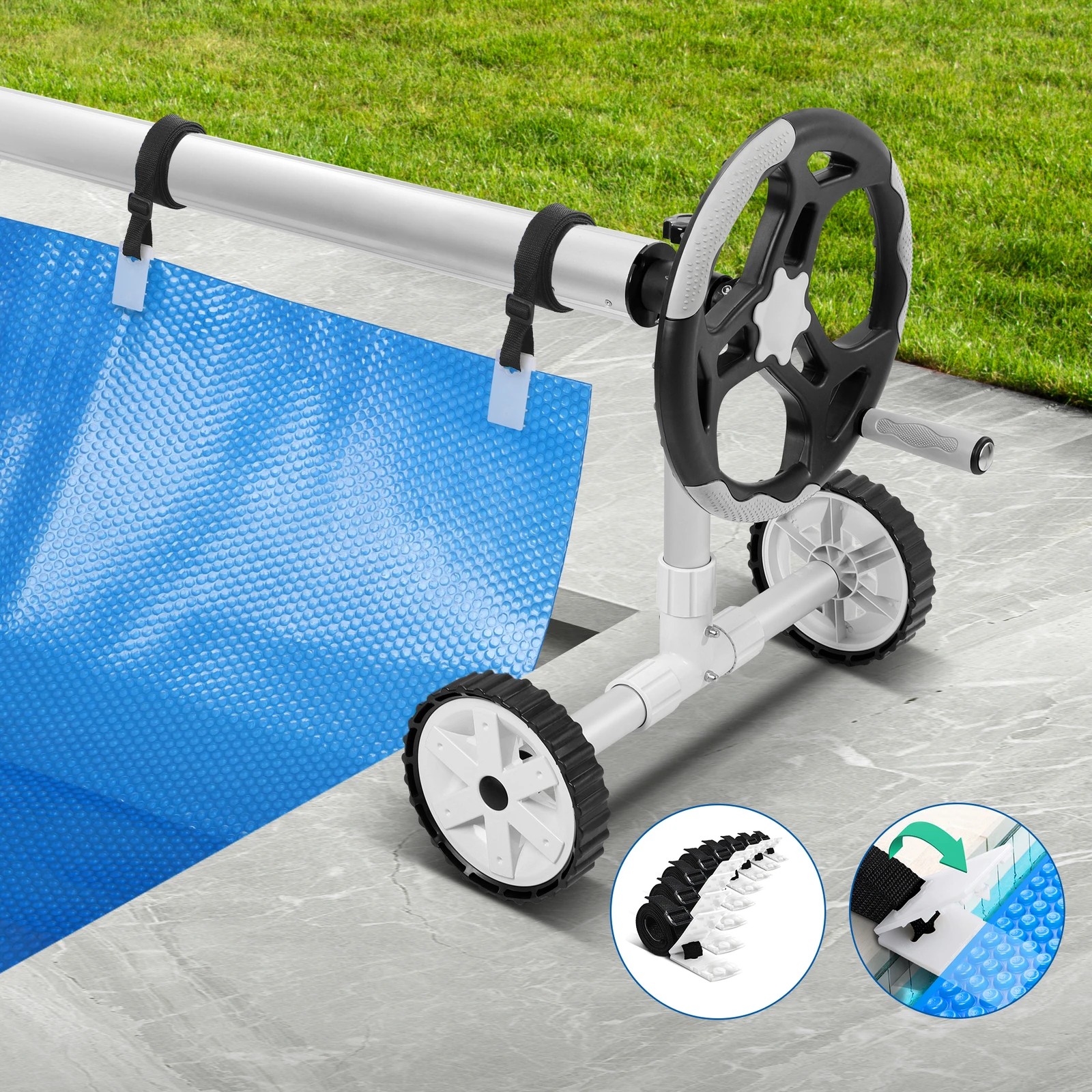 8 Alfordson Pool Cover 500 Micron 6.5X3M Solar Blanket Swimming 6M Roller - Silver, 8 of 9