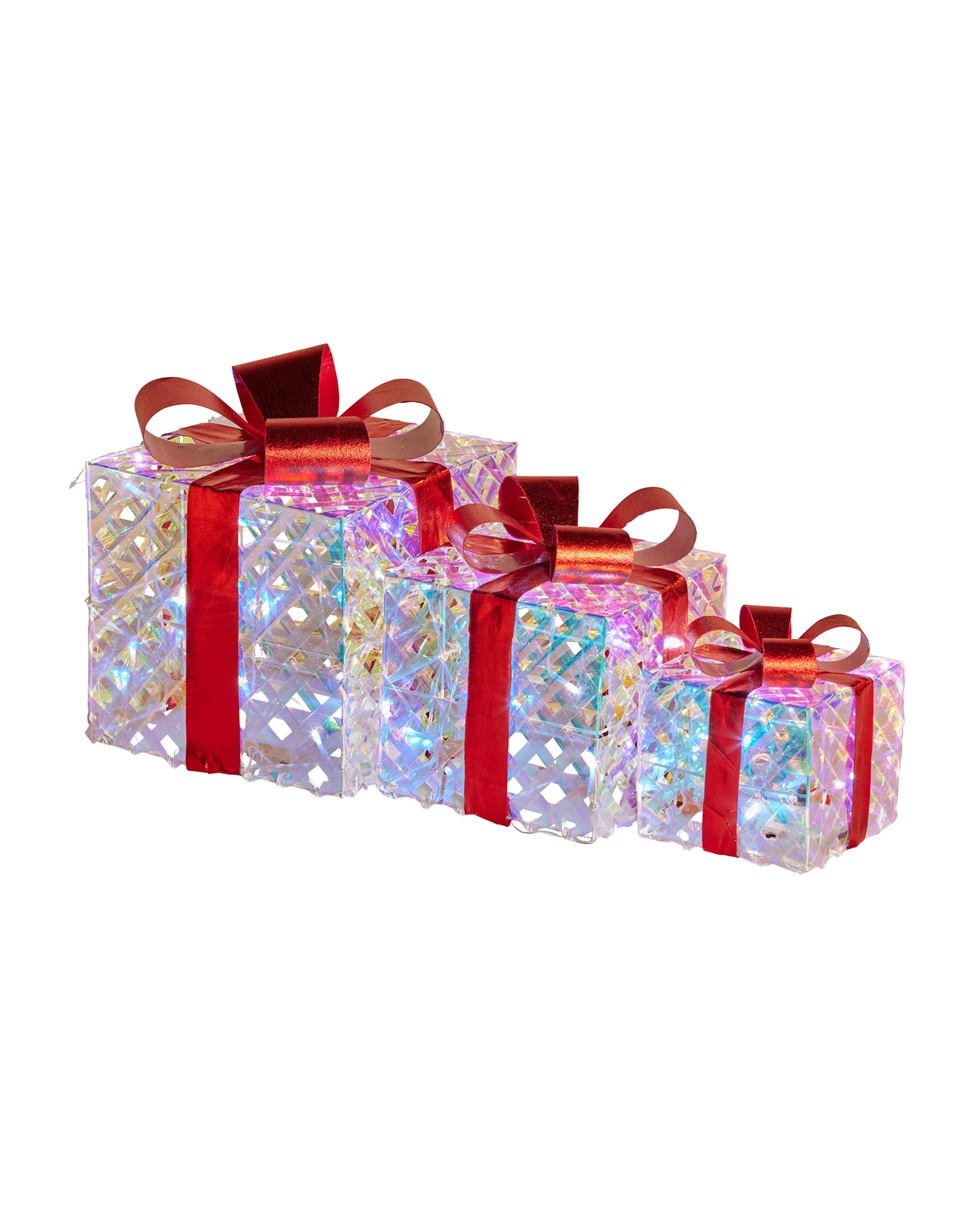 2 Christabelle Set Of 3 Christmas Gift Boxes Display With Lights In Clear Shimmer And Red, 2 of 5