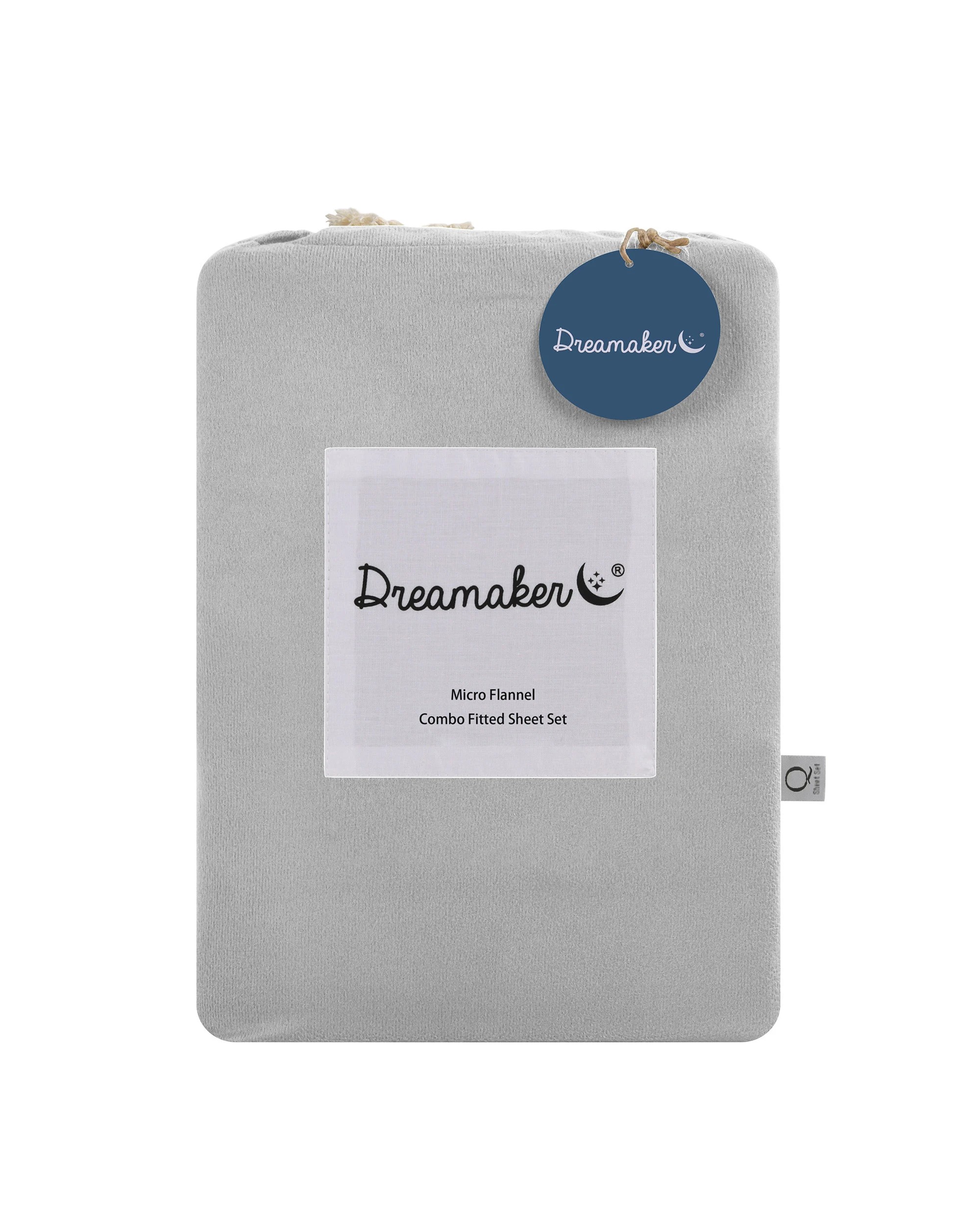 6 Dreamaker Micro Flannel Combo Fitted Sheet Set - Super King Bed - Silver, 6 of 6