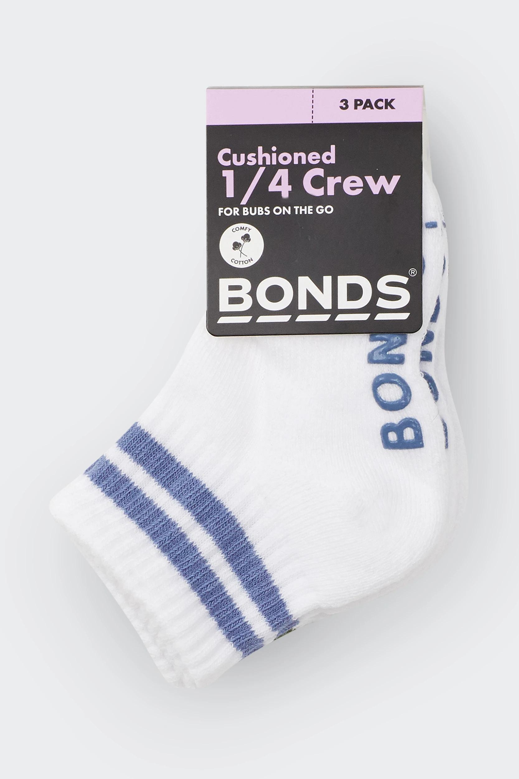 4 Bonds Baby 3 Pack Ultimate Comfort Quarter Crew Socks MULTI, 4 of 7