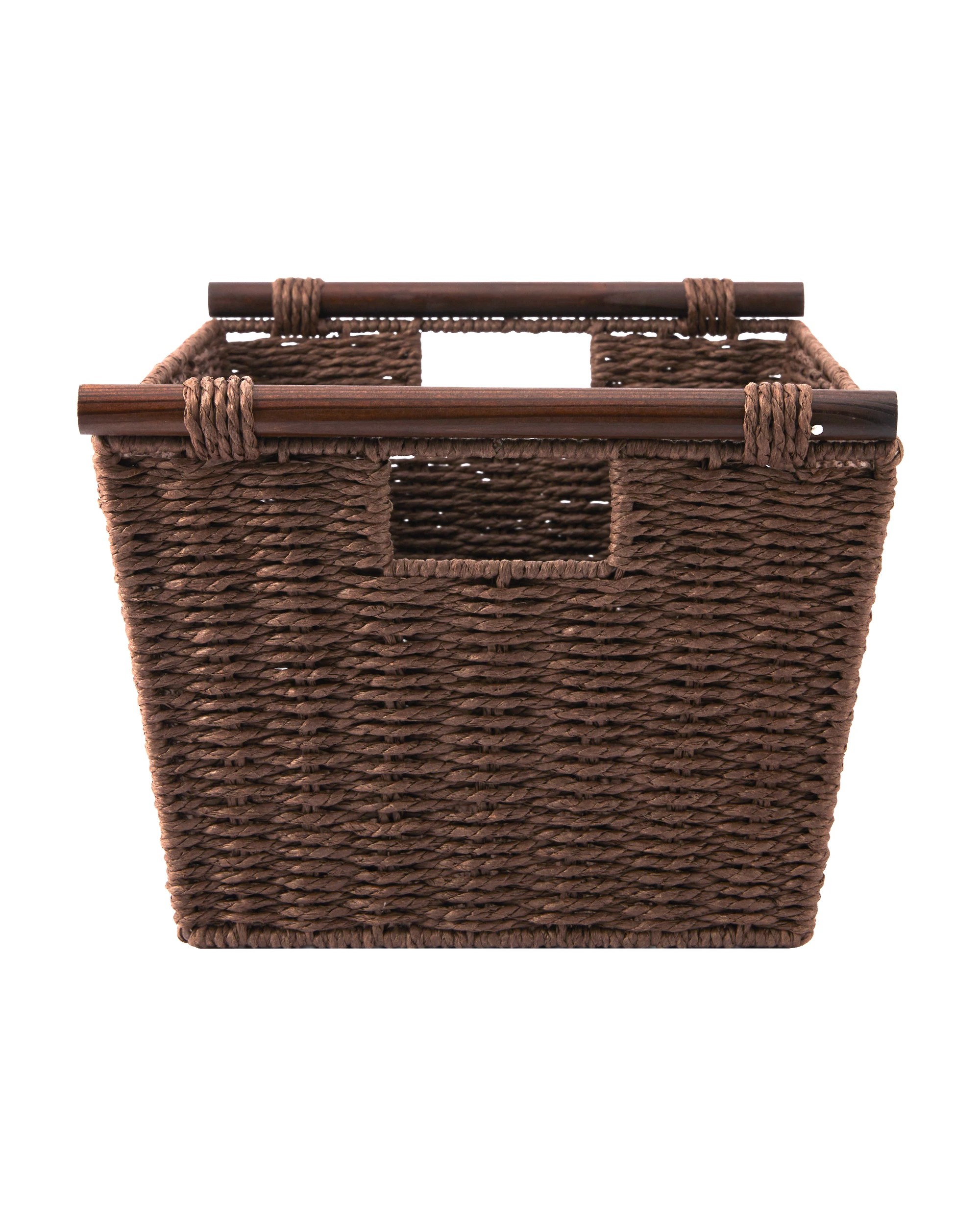 2 Rectangle Wood Handle Basket - Chocolate, 2 of 5