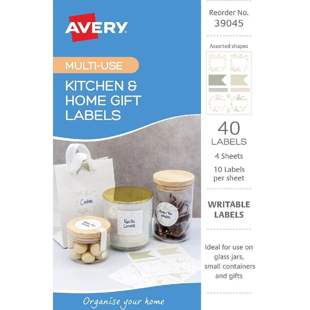 1 Avery 10UP Multi Use Kitchen Labels Neutrals 4 Sheets, 1 of 5