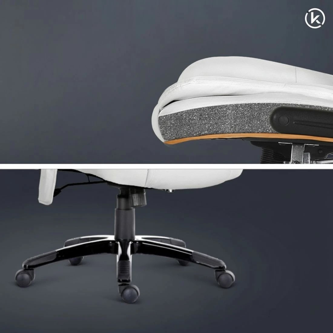 7 Artiss 8 Point Massage Office Chair Heated Seat Recliner - White, 7 of 10