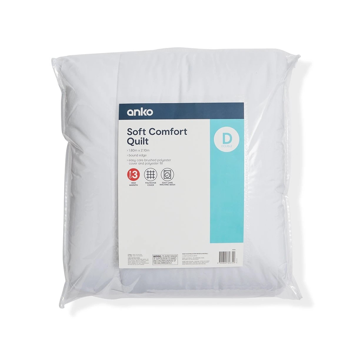 1 High Warmth Soft Comfort Quilt - Double Bed, White, 1 of 6